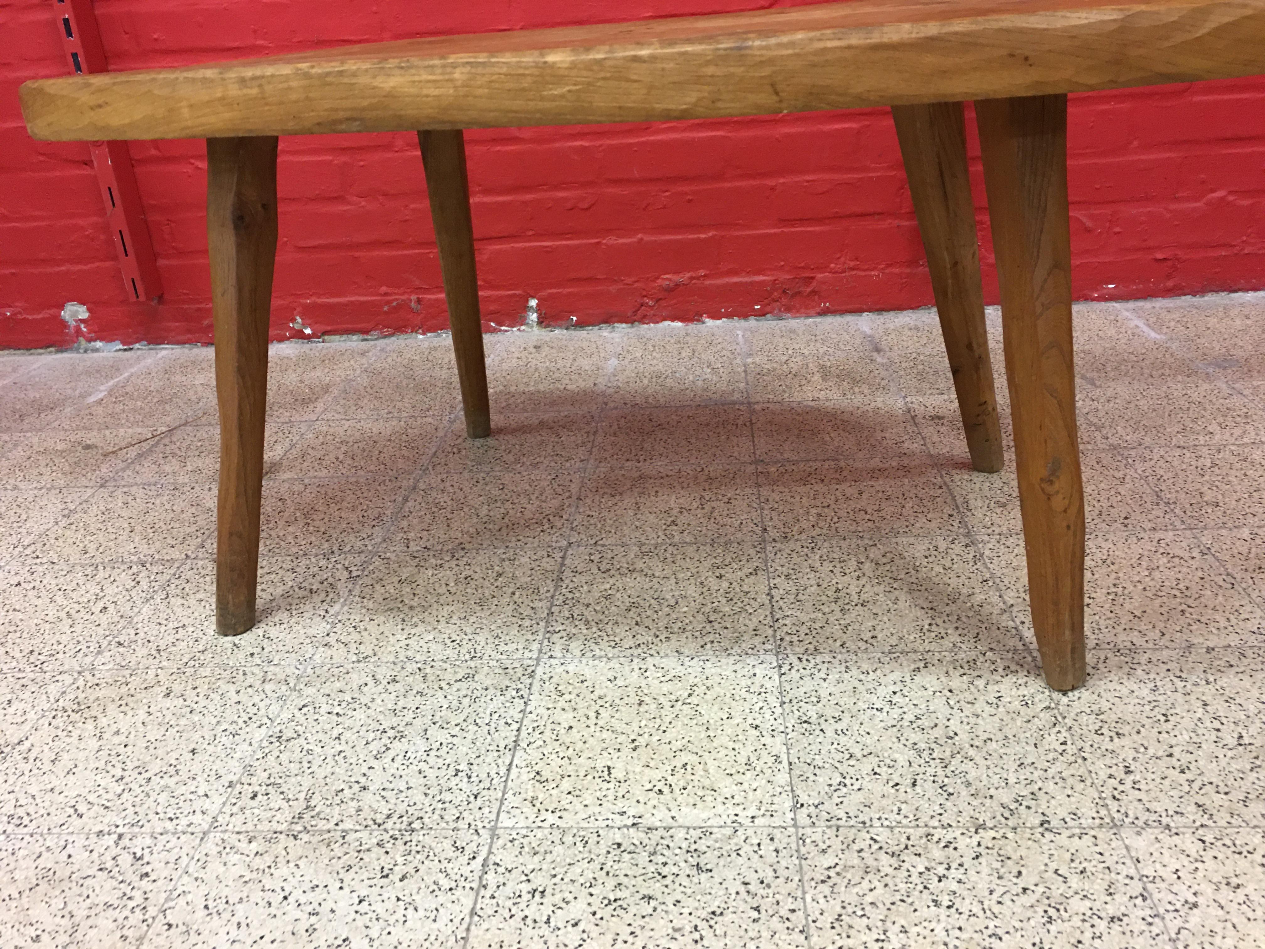 Mid-20th Century Brutalist Freeform Coffee Table in Solid Elm, circa 1950-1960 For Sale