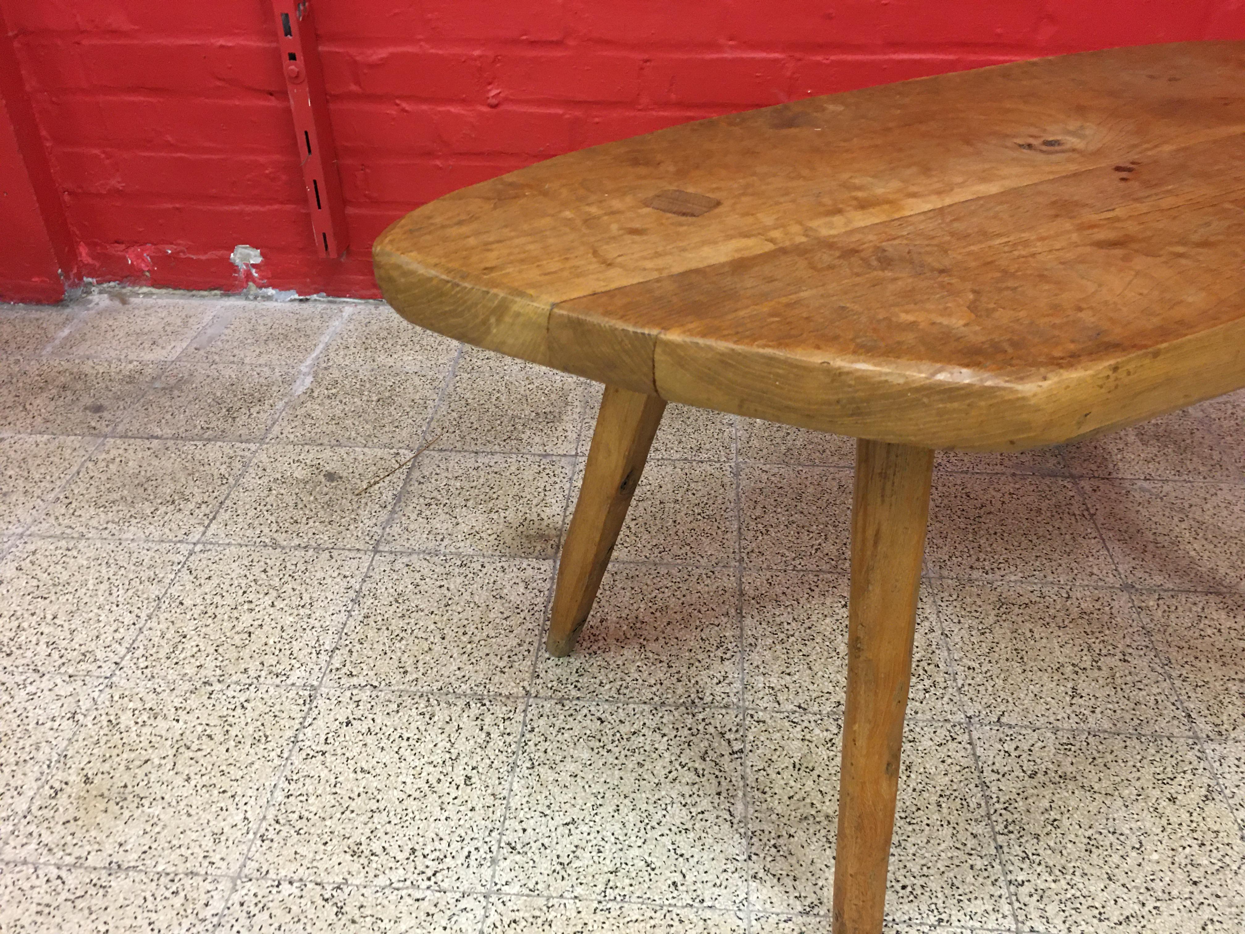 Brutalist Freeform Coffee Table in Solid Elm, circa 1950-1960 For Sale 3