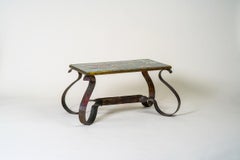 Brutalist French 1950 Ceramic Coffee Table with metal legs at Studio ALM