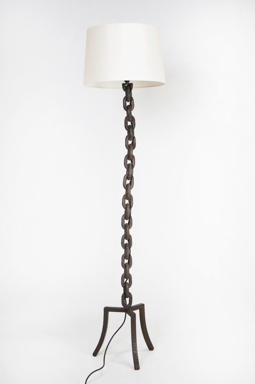 20th Century Brutalist French 1960s Chain Link Floor Lamp