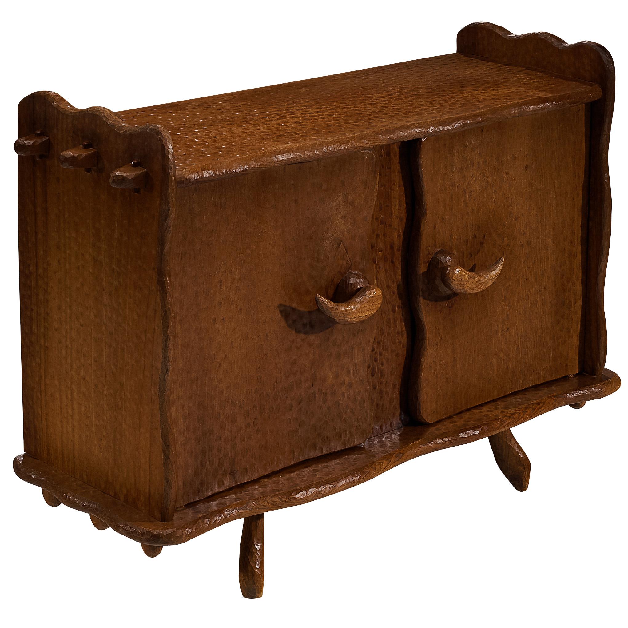 Brutalist French Cabinet in Gouge Solid Elm by Cabinetmaker