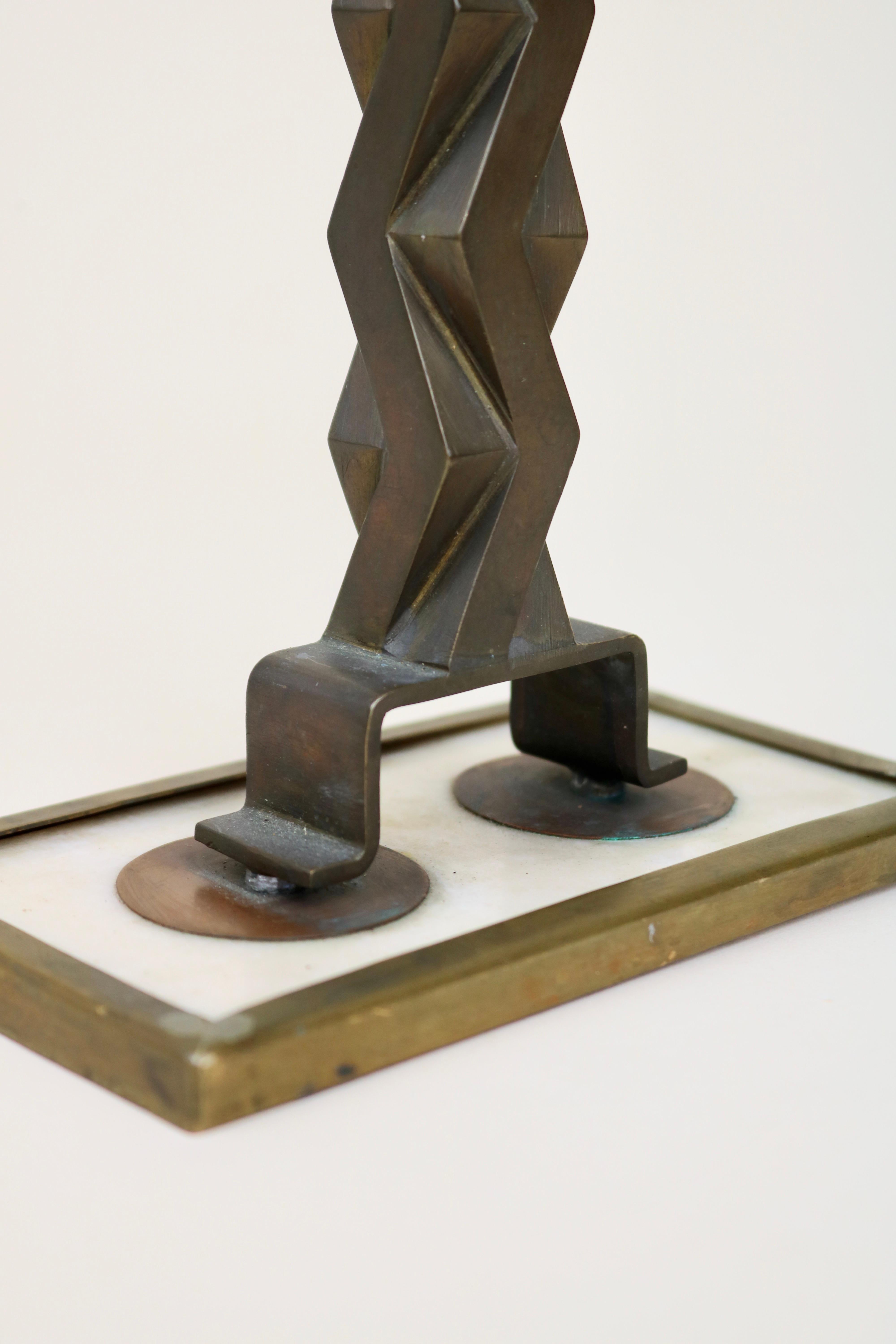 Mid-20th Century Brutalist French Candlestick Pair with Zig Zag Design For Sale