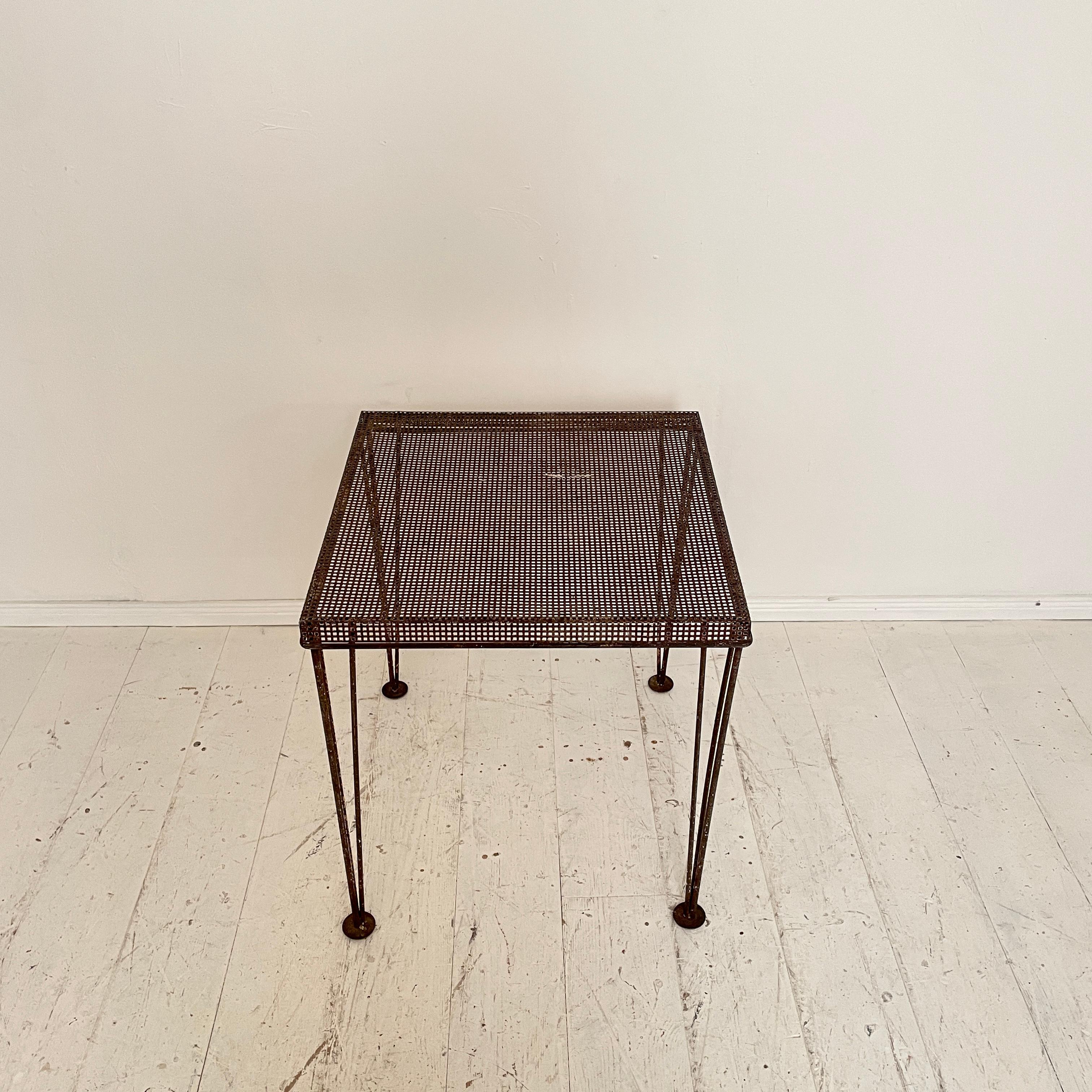 Mid-20th Century Brutalist French Dark Grey Side Table in Iron, 1960 For Sale
