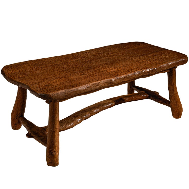 Brutalist French Dining Table in Gouge Solid Elm by Cabinetmaker