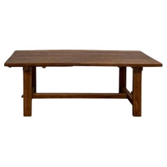 Vintage Brutalist french dining table in solid elm, 1950s