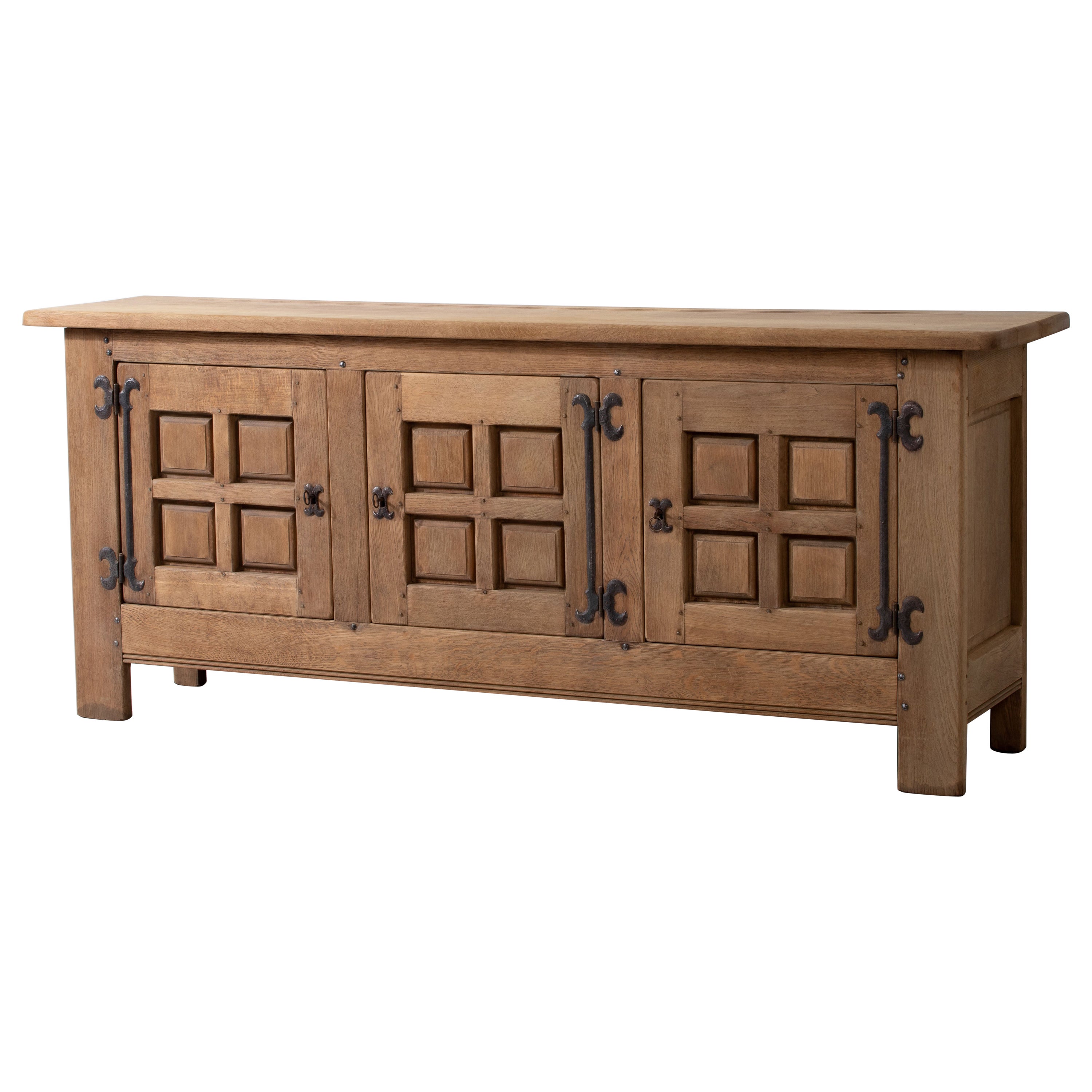 Brutalist French Farmhouse Natural Oak Buffet
