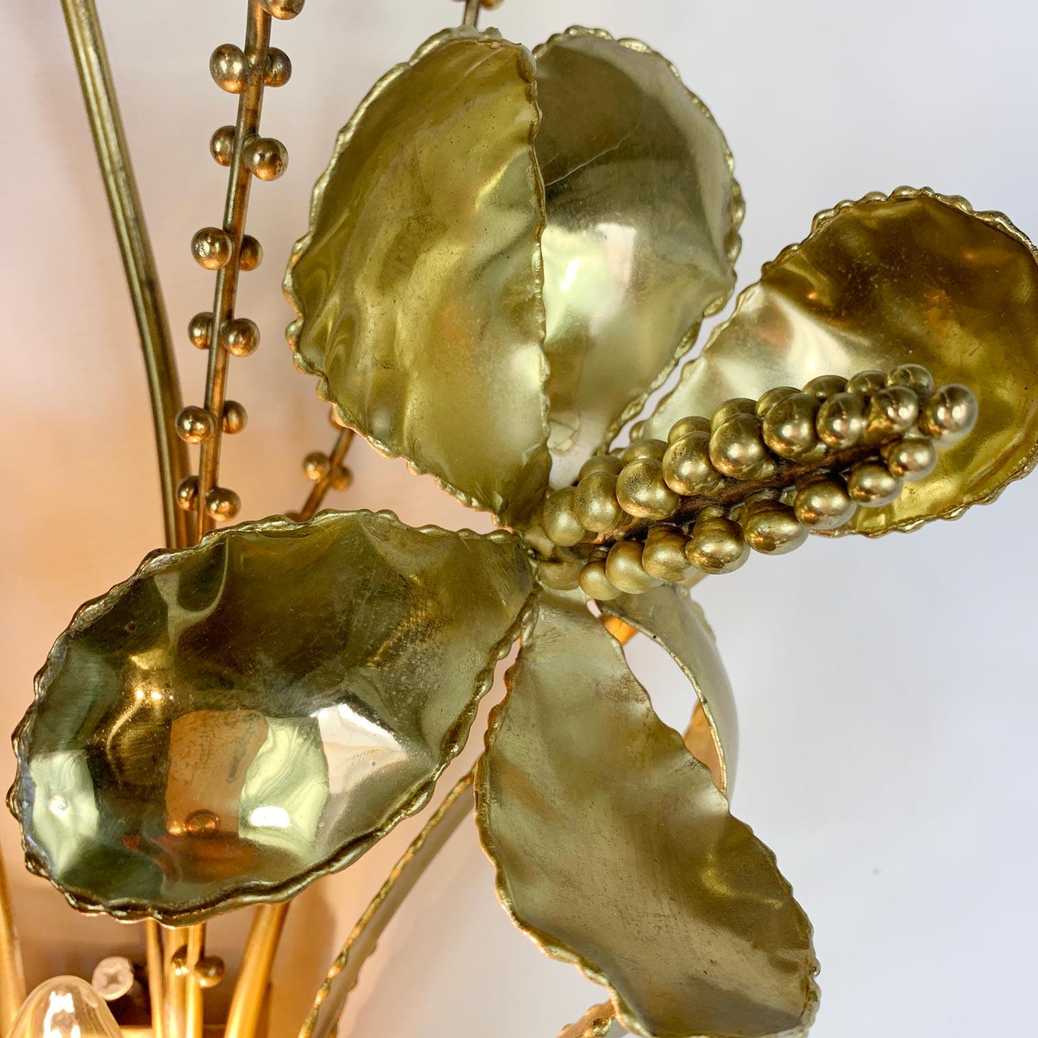 Brutalist Gold Französisch Blumenstrauß Wandleuchte im Angebot 4
