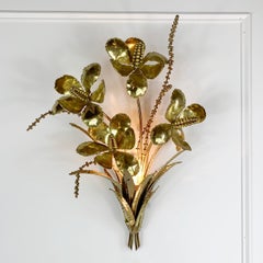 Brutalist Gold French Flower Bouquet Wall Light