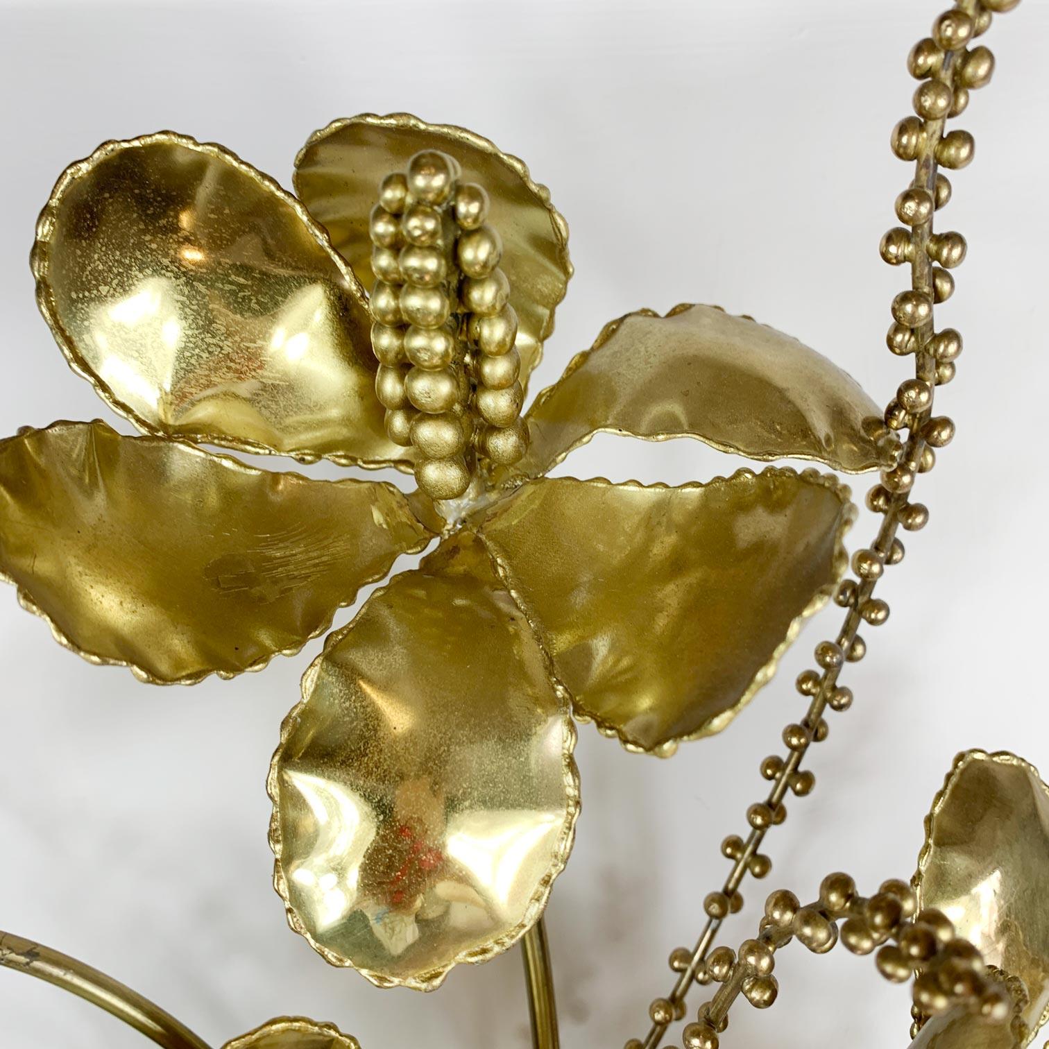 Brutalist Gold Französisch Blumenstrauß Wandleuchte im Angebot 2
