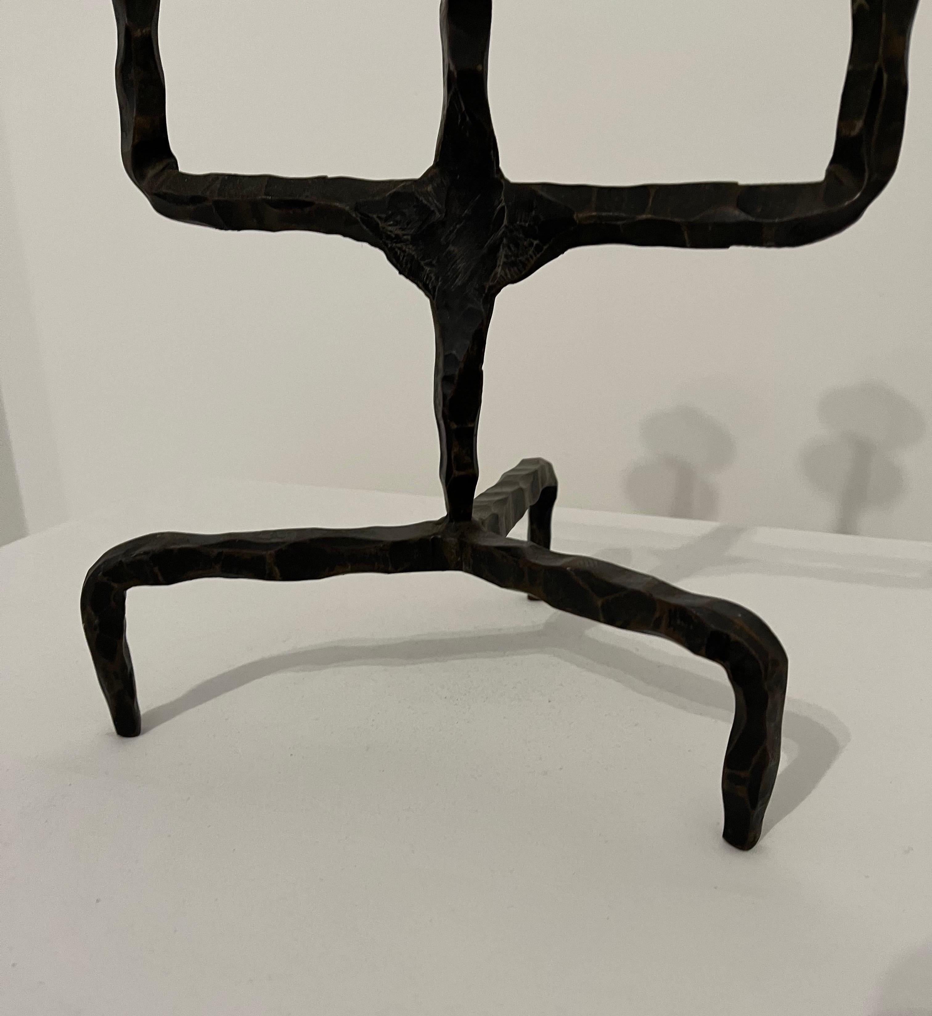 Brutalist French Iron candelabra candlestick - after Marolles c1950s For Sale 1