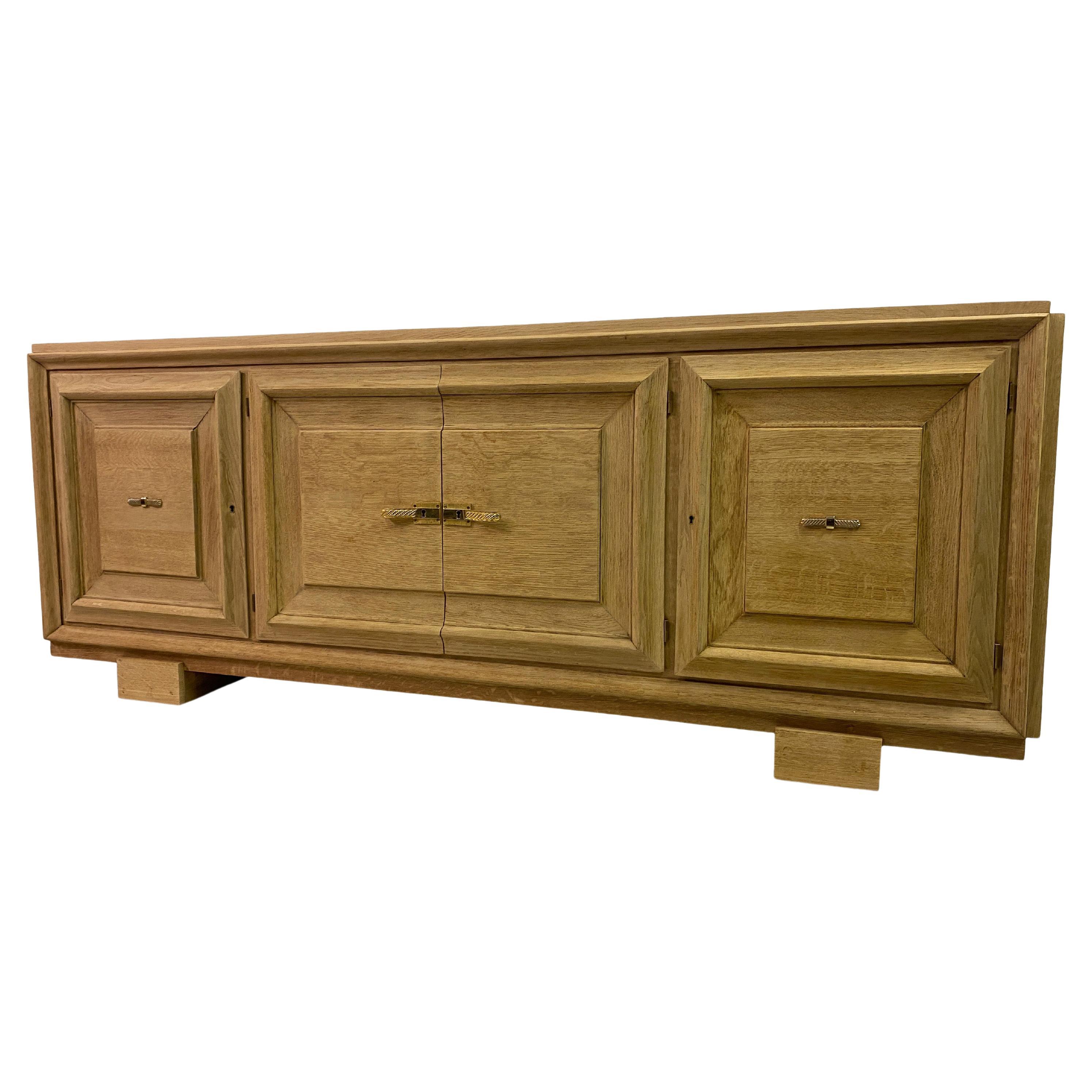 Brutalist French Oak Sideboard, 1940s For Sale