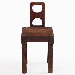 Brutalist French Oak Small Side Chair, C. 1940.