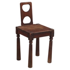 Brutalist French Oak Small Side Chair, C. 1940.