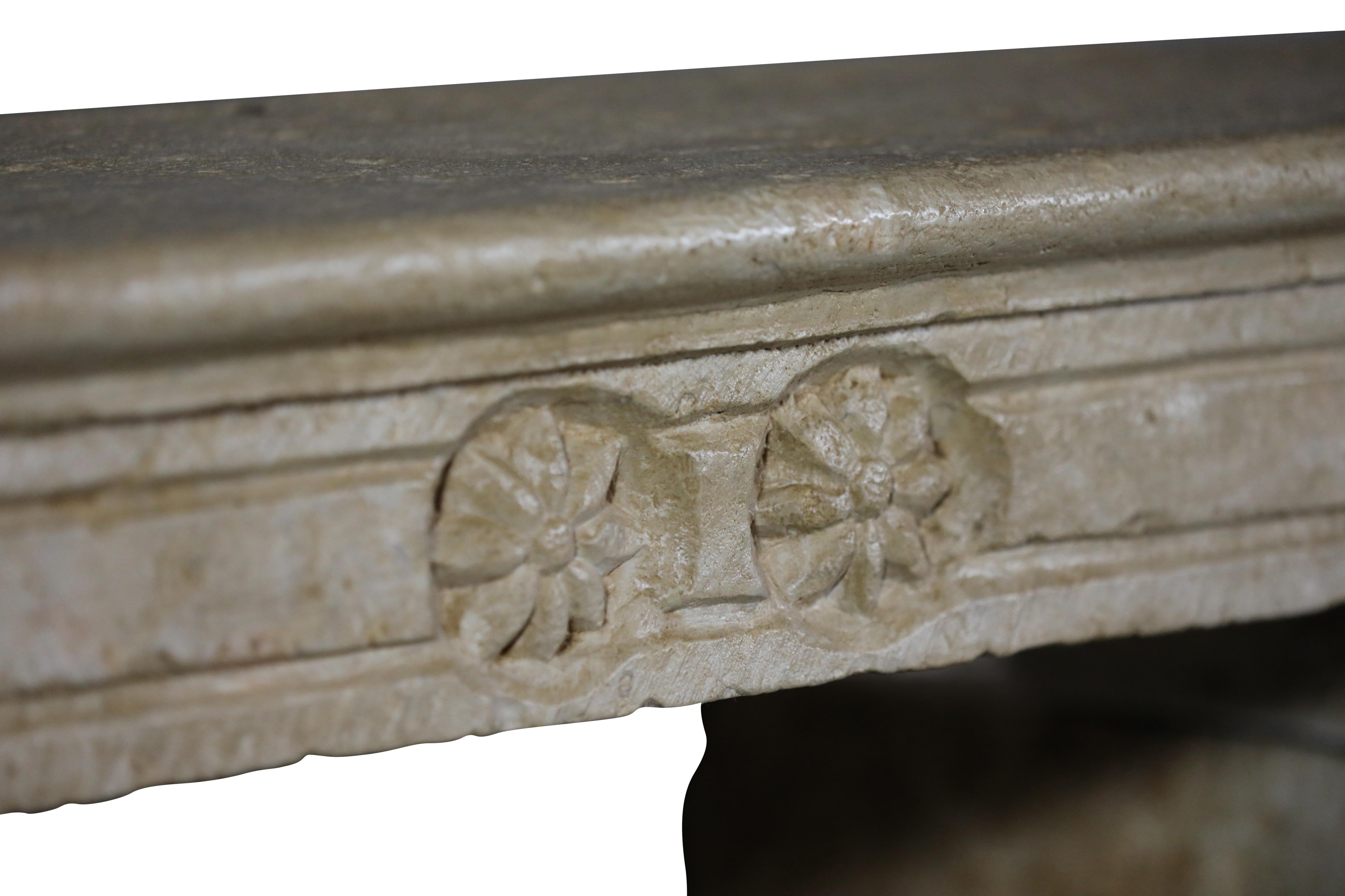 Brutalist French Reclaimed Fireplace Surround In Hard Limestone For Sale 5