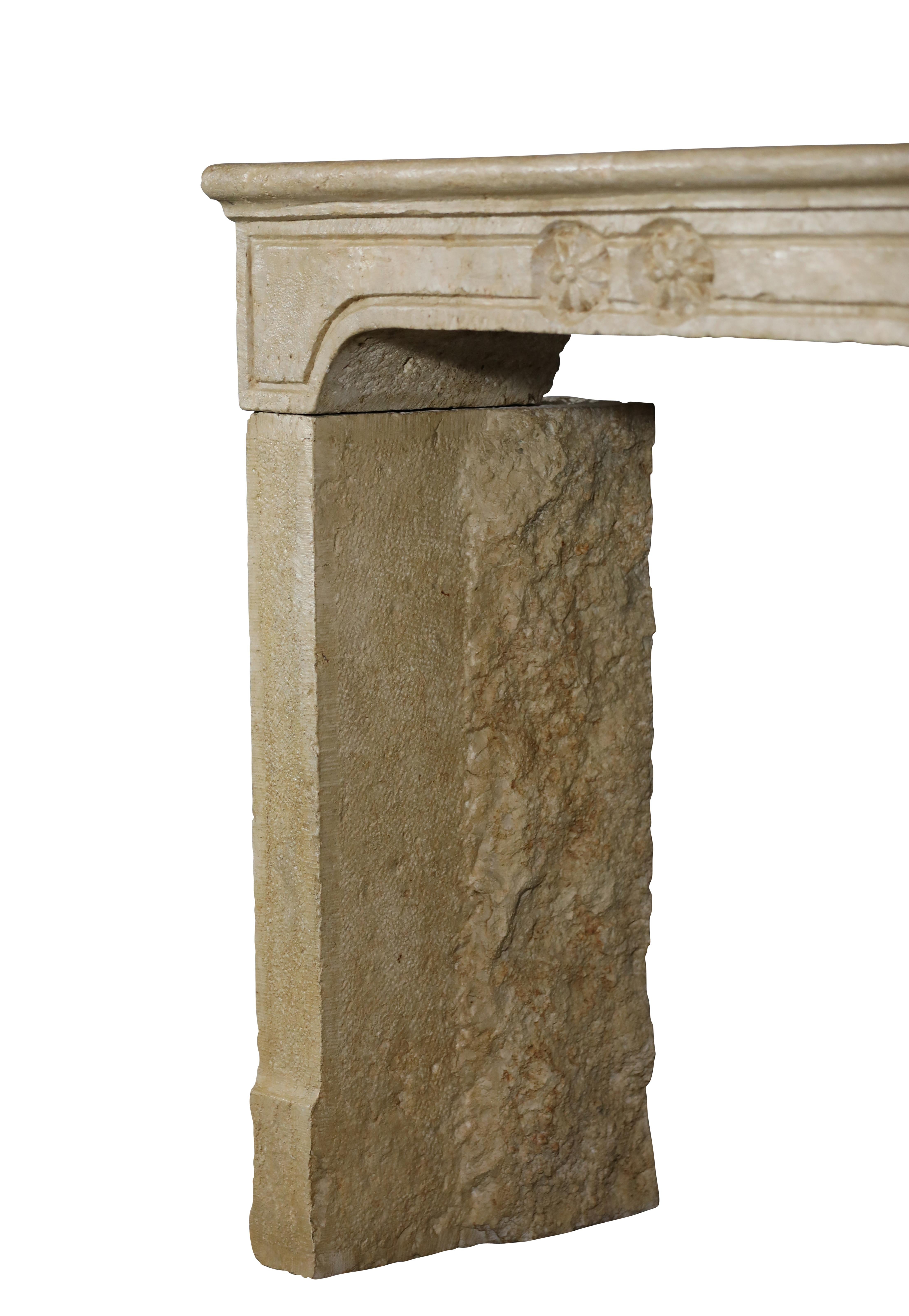 Brutalist French Reclaimed Fireplace Surround In Hard Limestone For Sale 6
