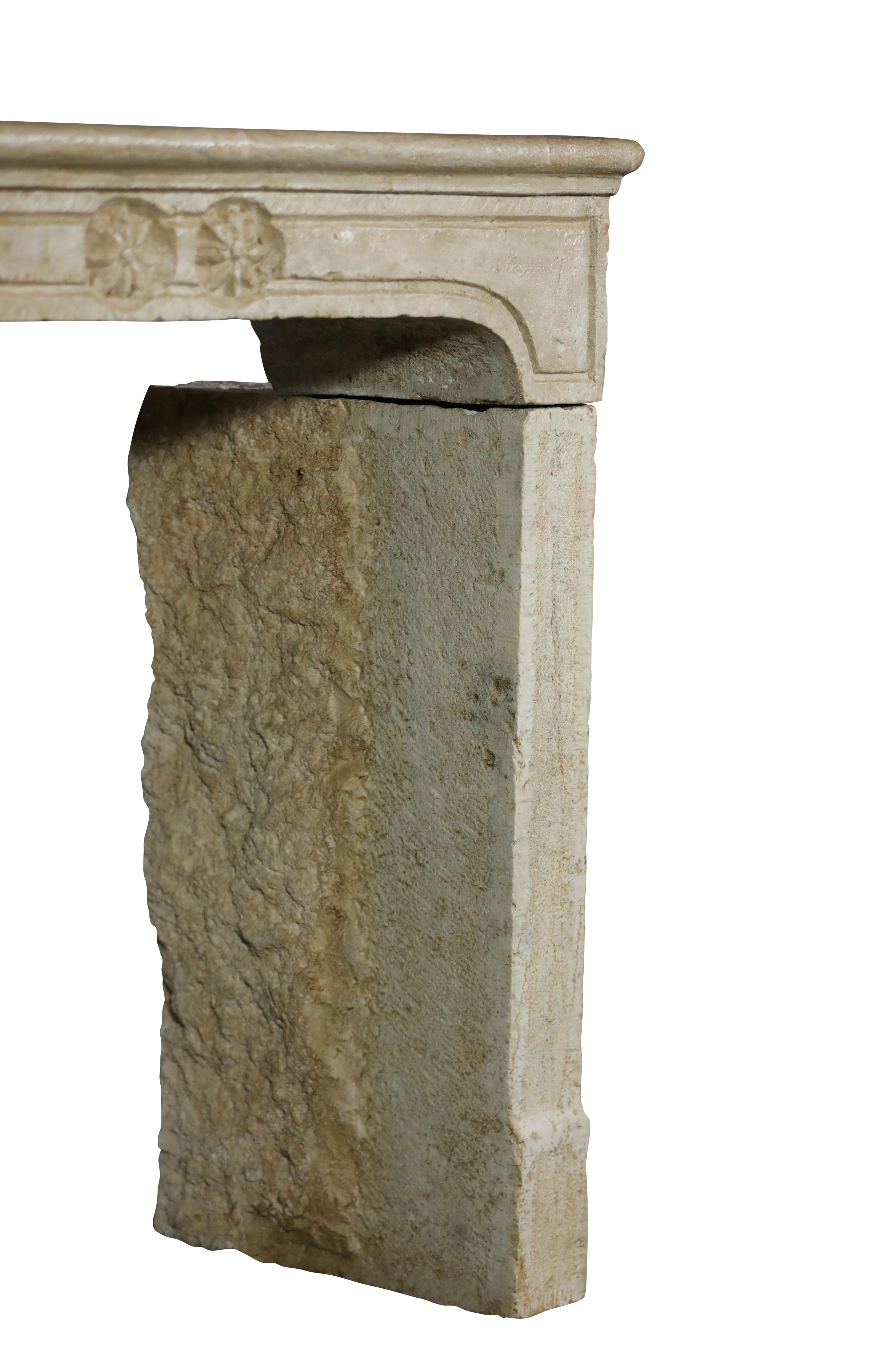 Brutalist French Reclaimed Fireplace Surround In Hard Limestone For Sale 8