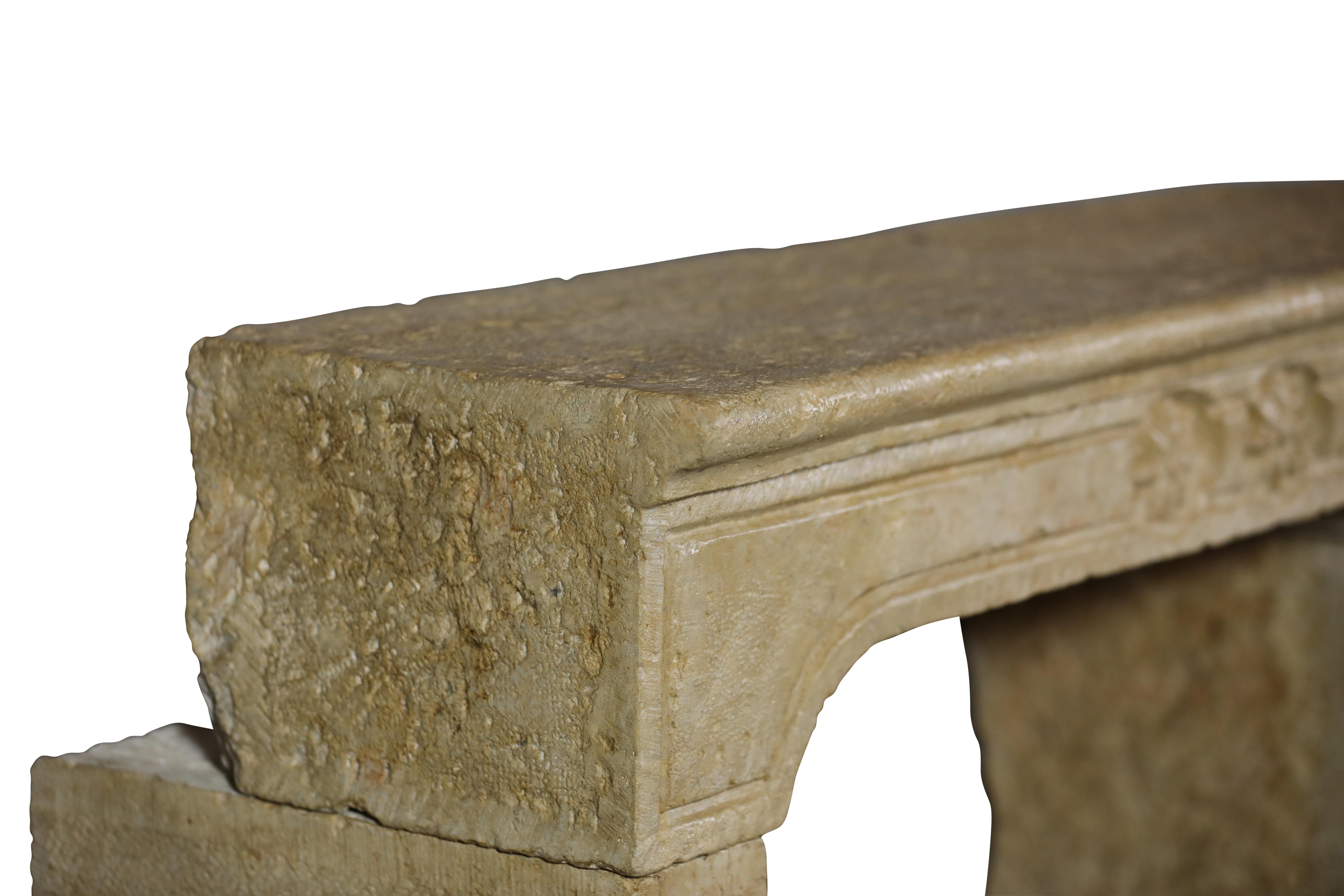 Brutalist French Reclaimed Fireplace Surround In Hard Limestone For Sale 10