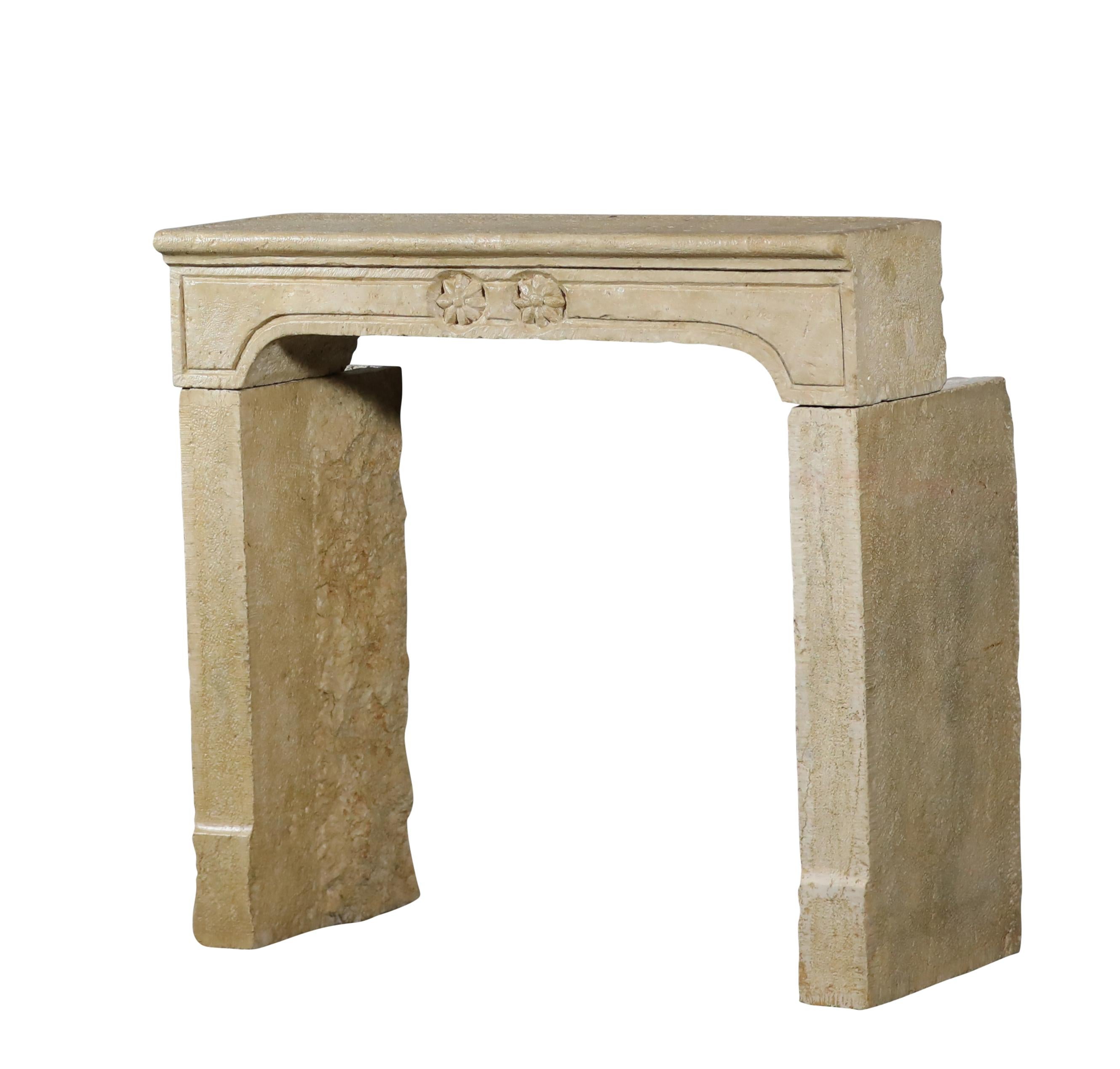 Brutalist French Reclaimed Fireplace Surround In Hard Limestone For Sale 13