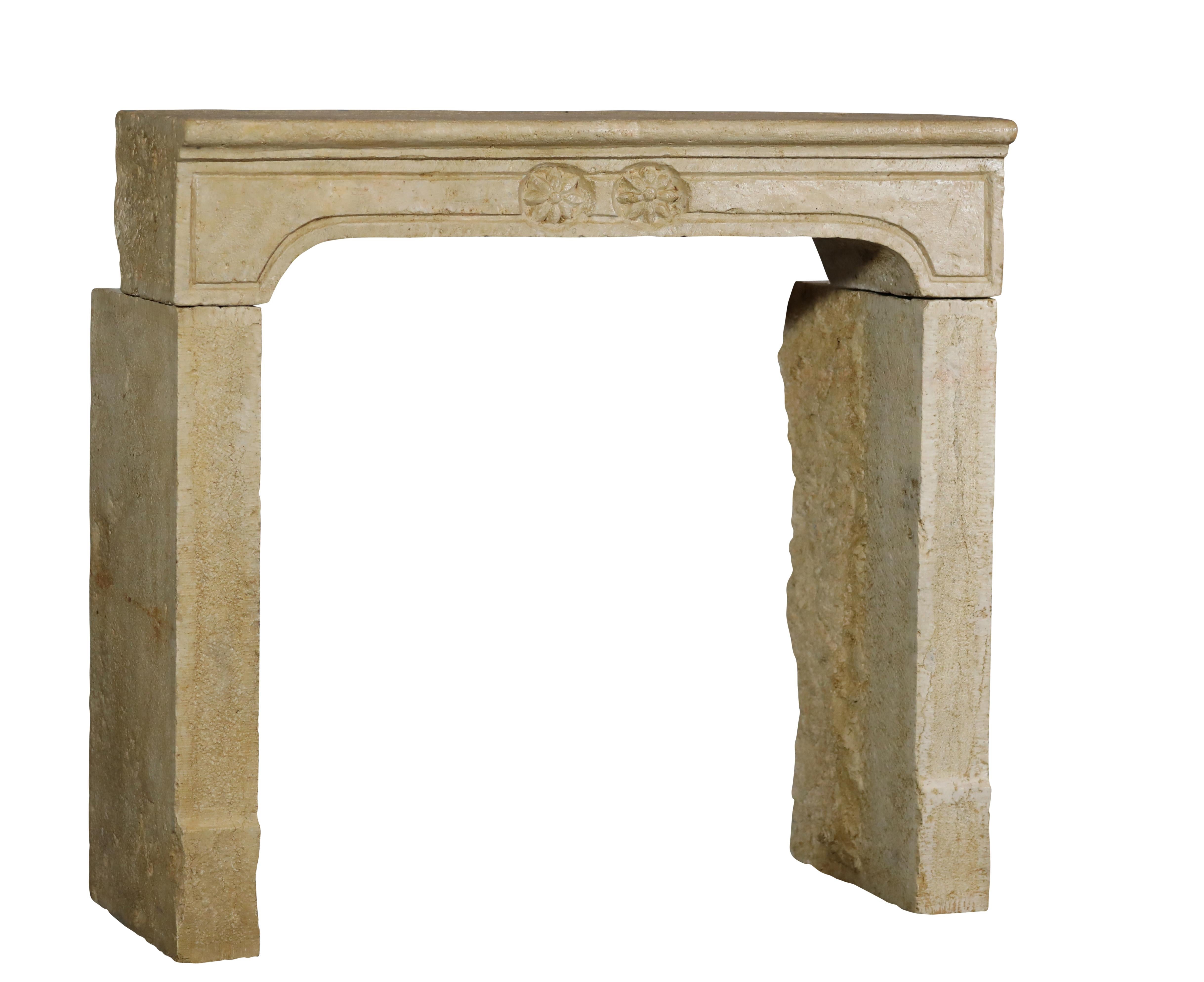 18th Century and Earlier Brutalist French Reclaimed Fireplace Surround In Hard Limestone For Sale