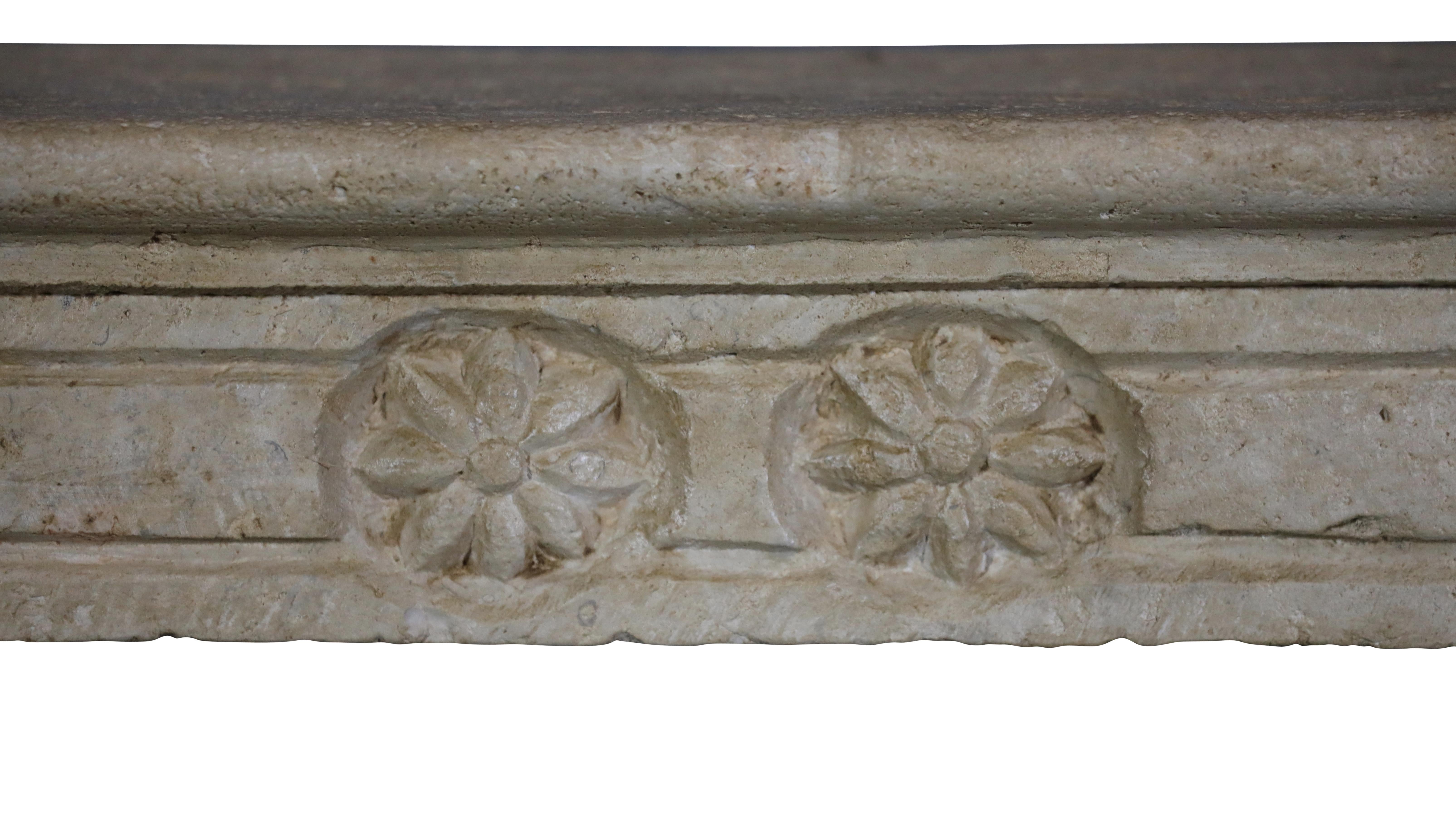 Brutalist French Reclaimed Fireplace Surround In Hard Limestone For Sale 1