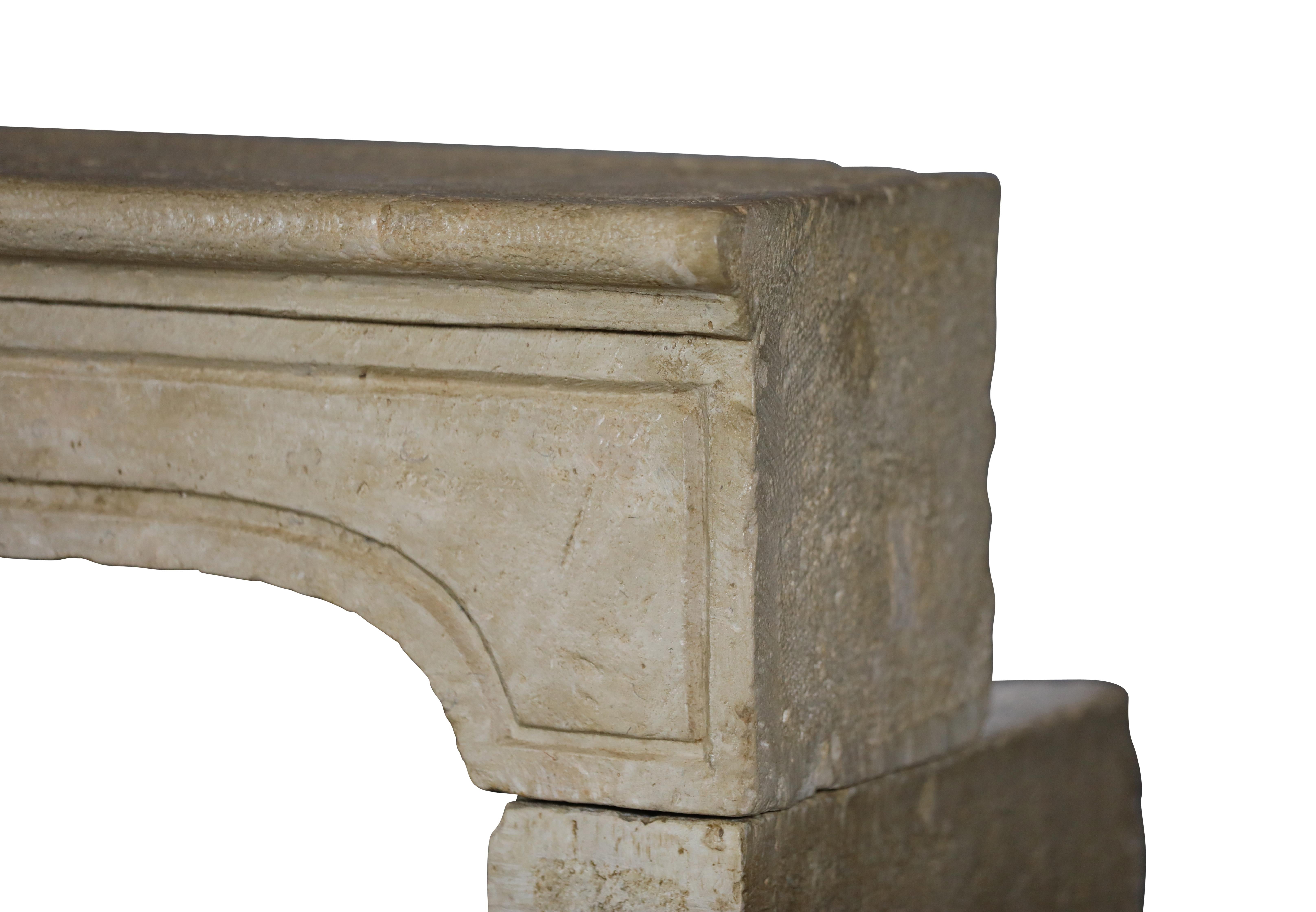 Brutalist French Reclaimed Fireplace Surround In Hard Limestone For Sale 2