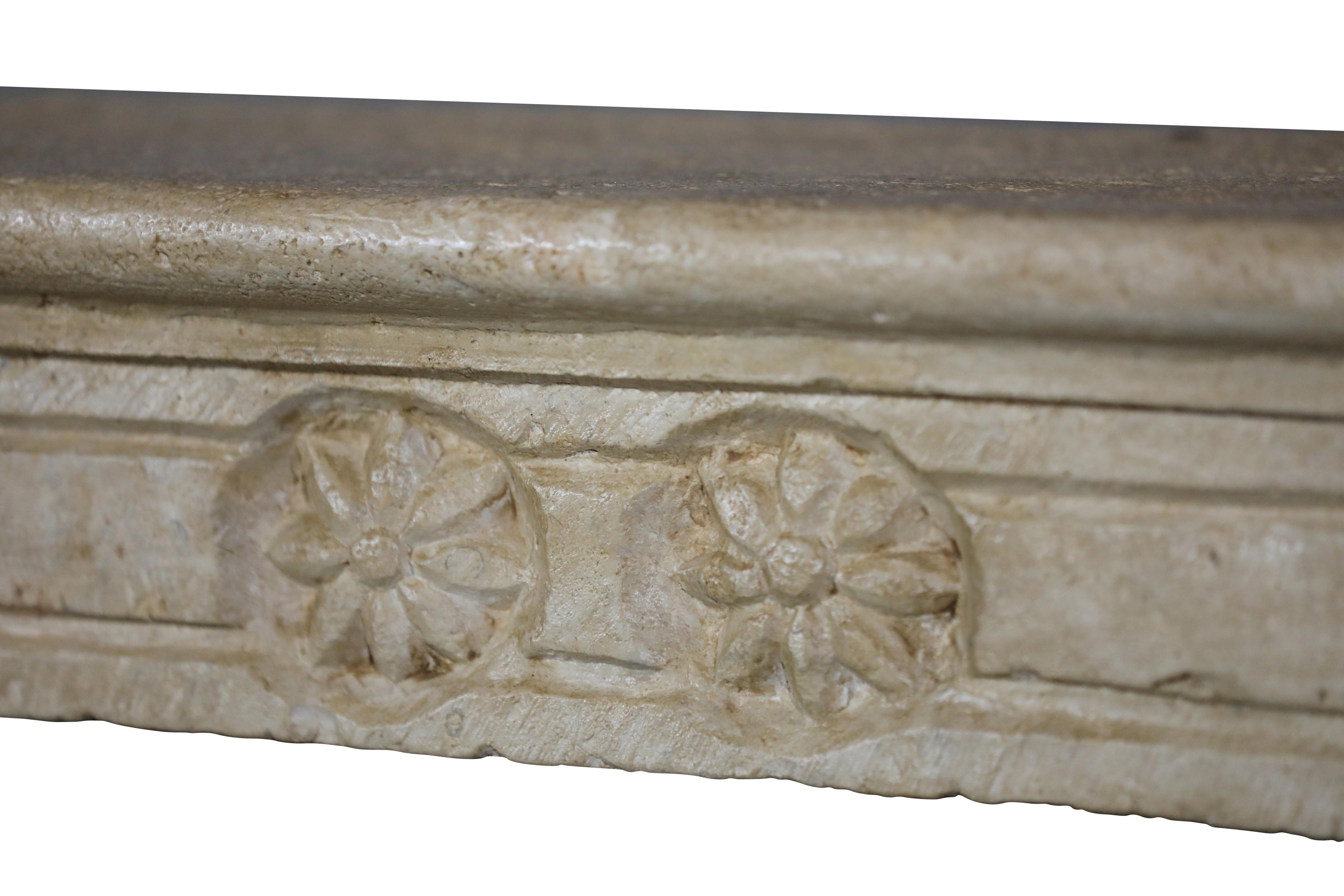 Brutalist French Reclaimed Fireplace Surround In Hard Limestone For Sale 3