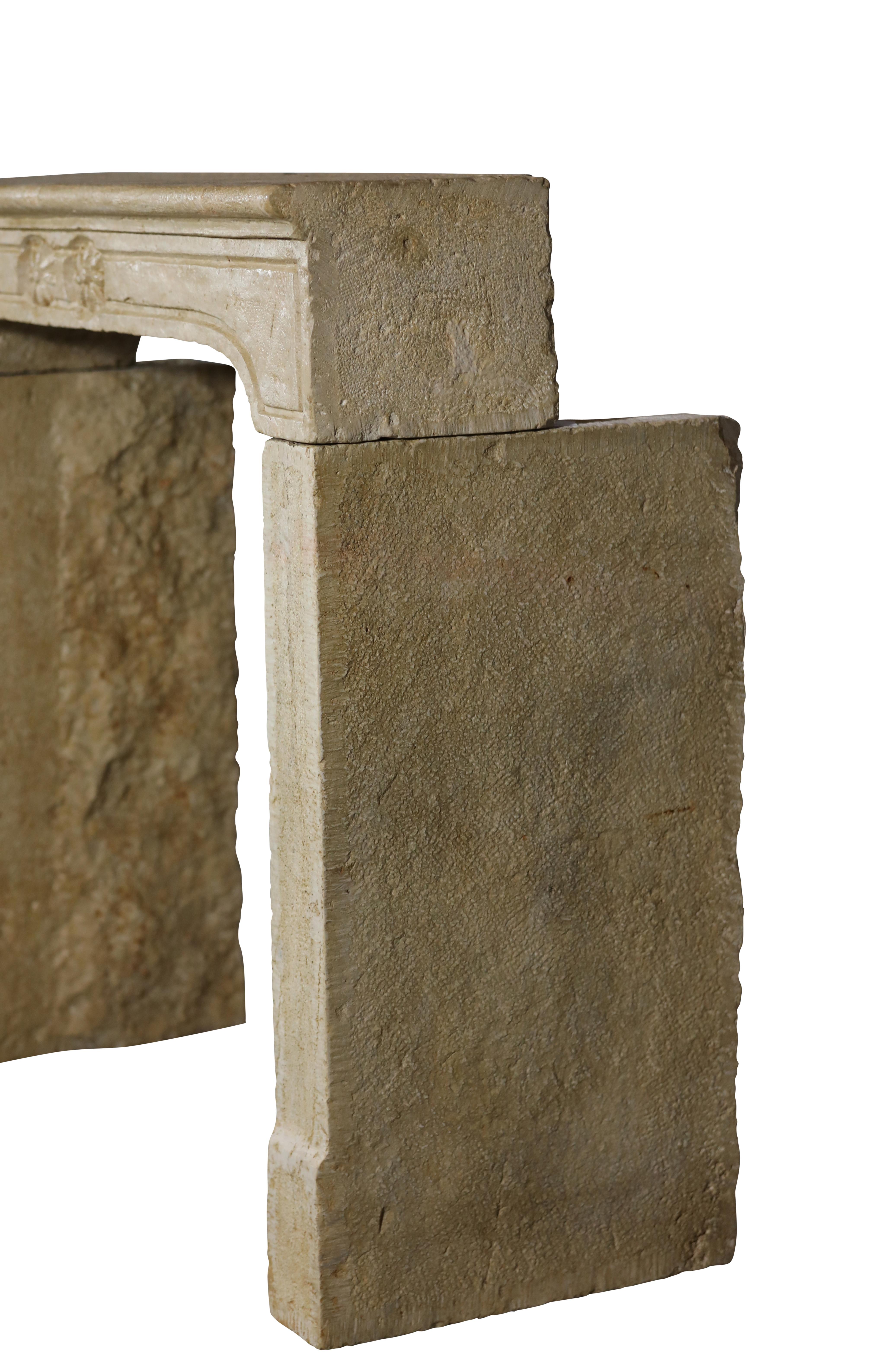 Brutalist French Reclaimed Fireplace Surround In Hard Limestone For Sale 4