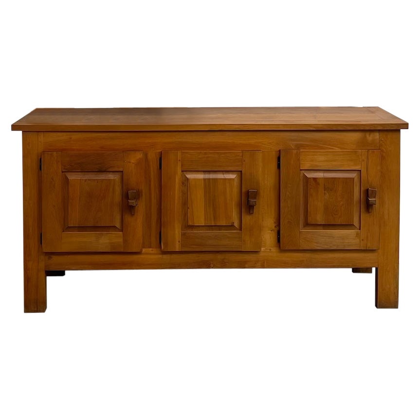 Brutalistisches französisches Sideboard aus den 1950er Jahren aus massiver Ulme
