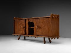 Brutalist French Sideboard in Gouge Solid Elm by Cabinetmaker