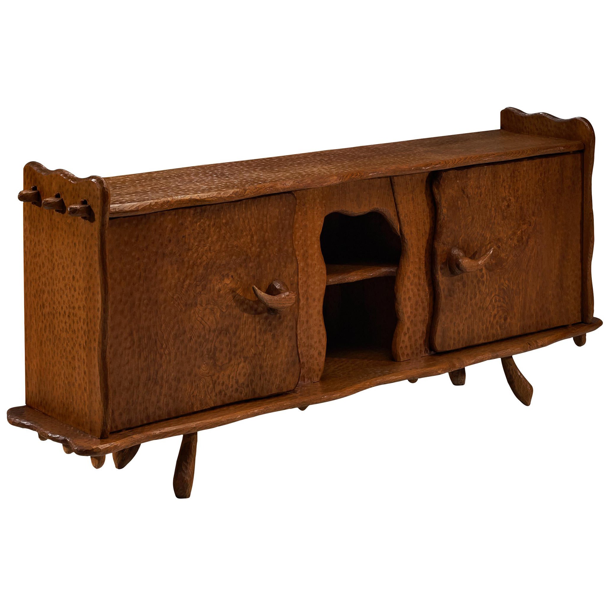 Brutalist French Sideboard in Gouge Solid Elm by Cabinetmaker For Sale