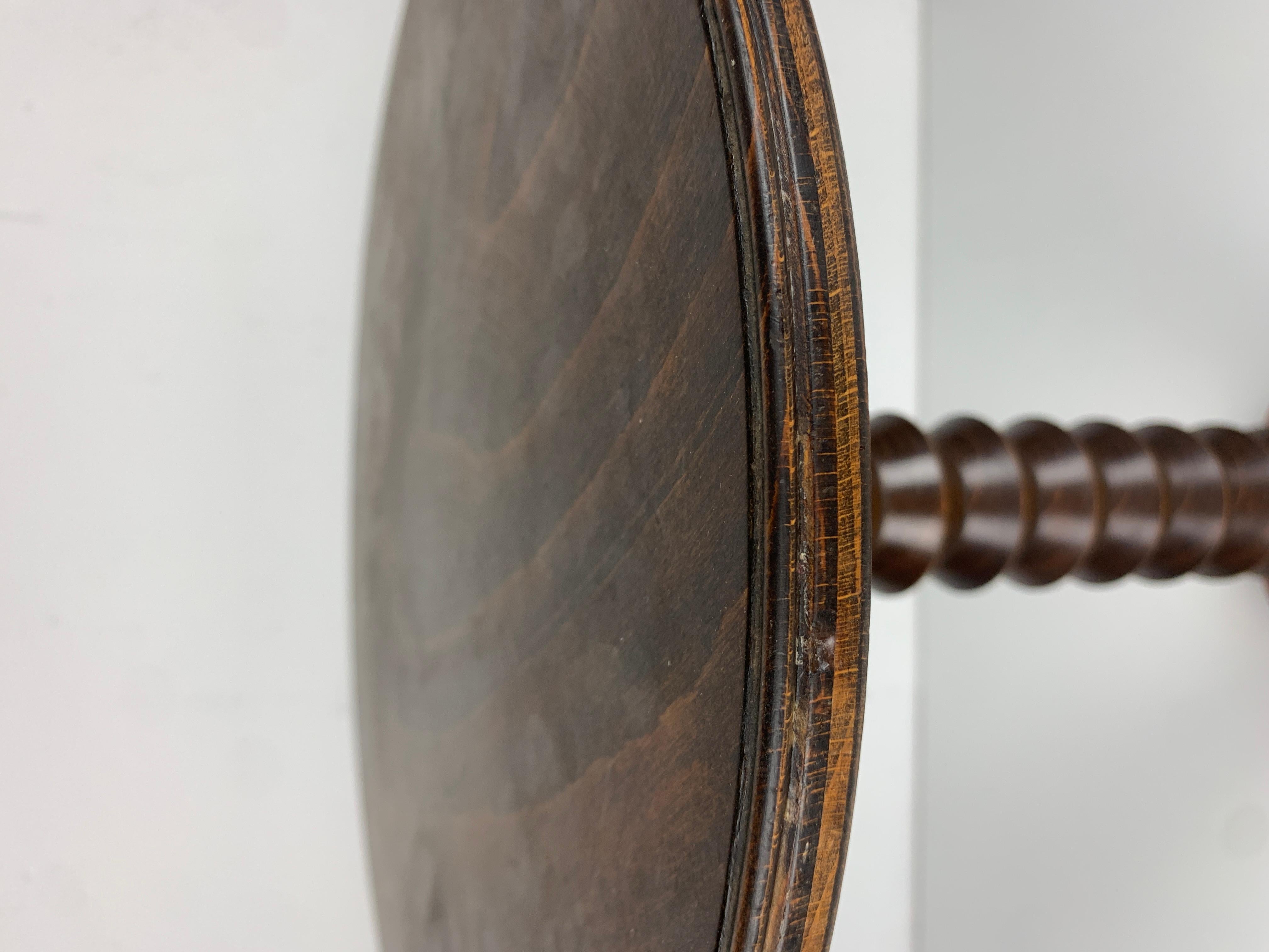 Brutalist French Wood Turned Wine Press Side Table, 1950s 4