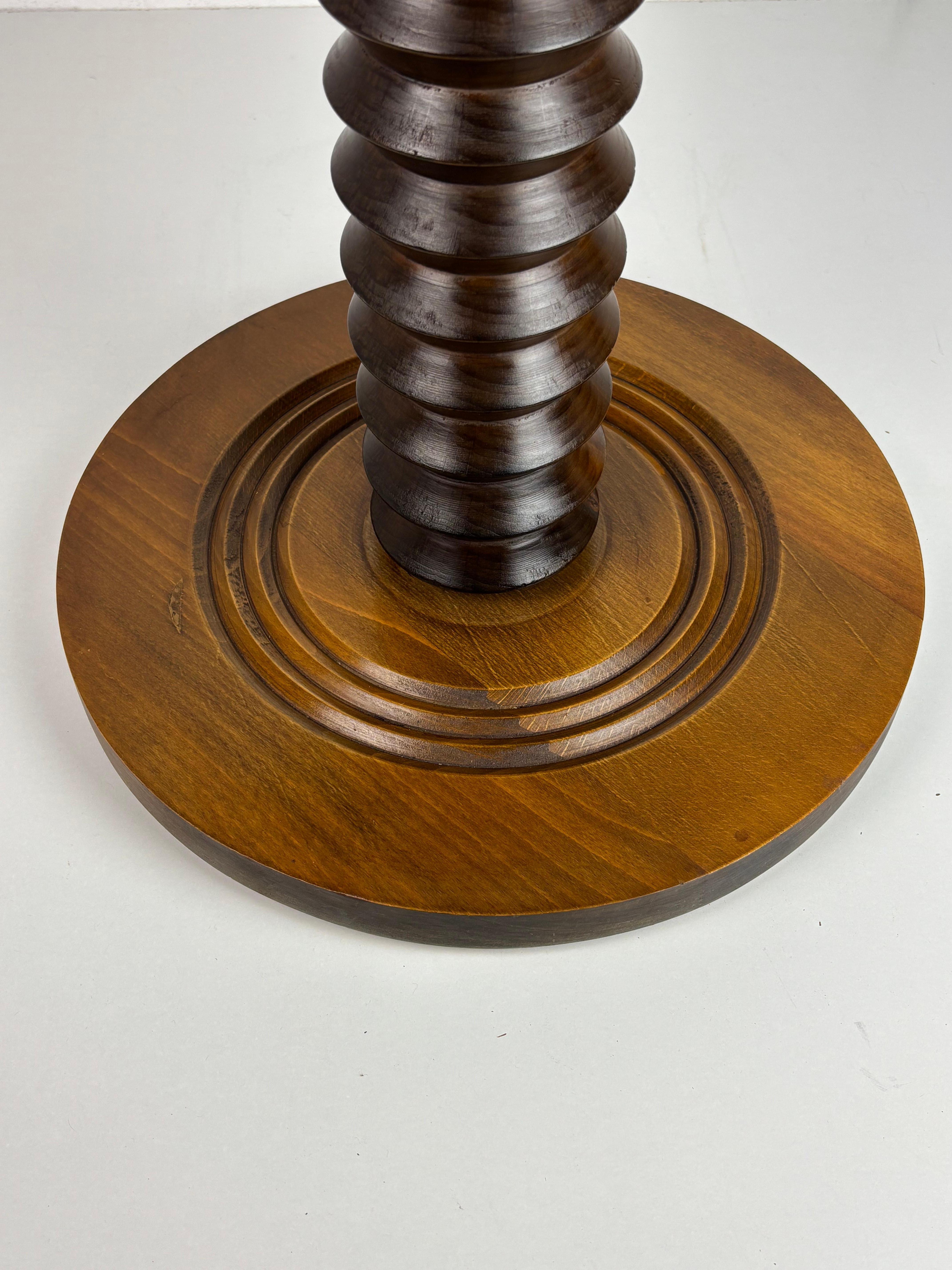 Brutalist French Wood Turned Wine Press Side Table, 1950s For Sale 4