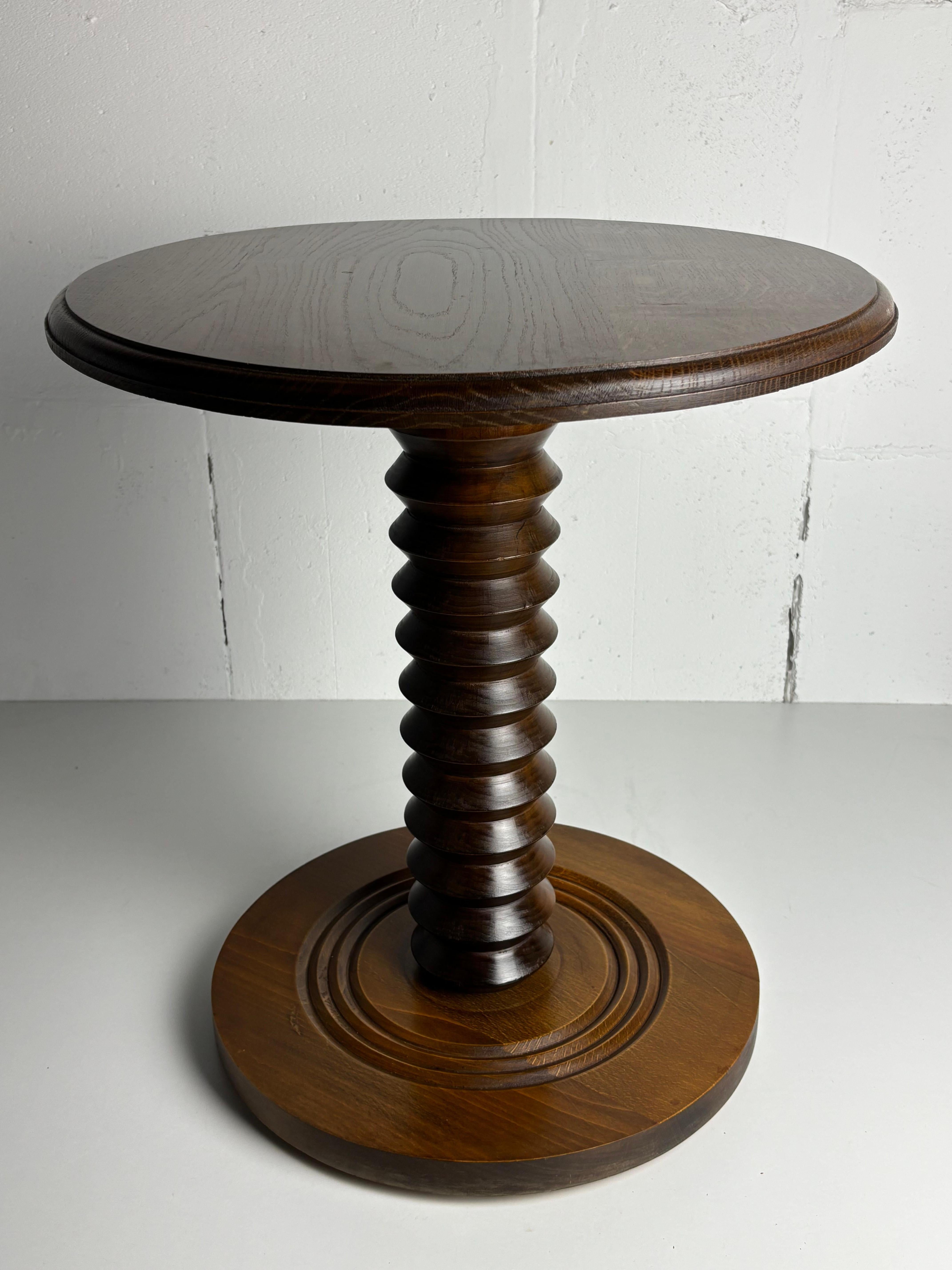 Brutalist French Wood Turned Wine Press Side Table, 1950s For Sale 5
