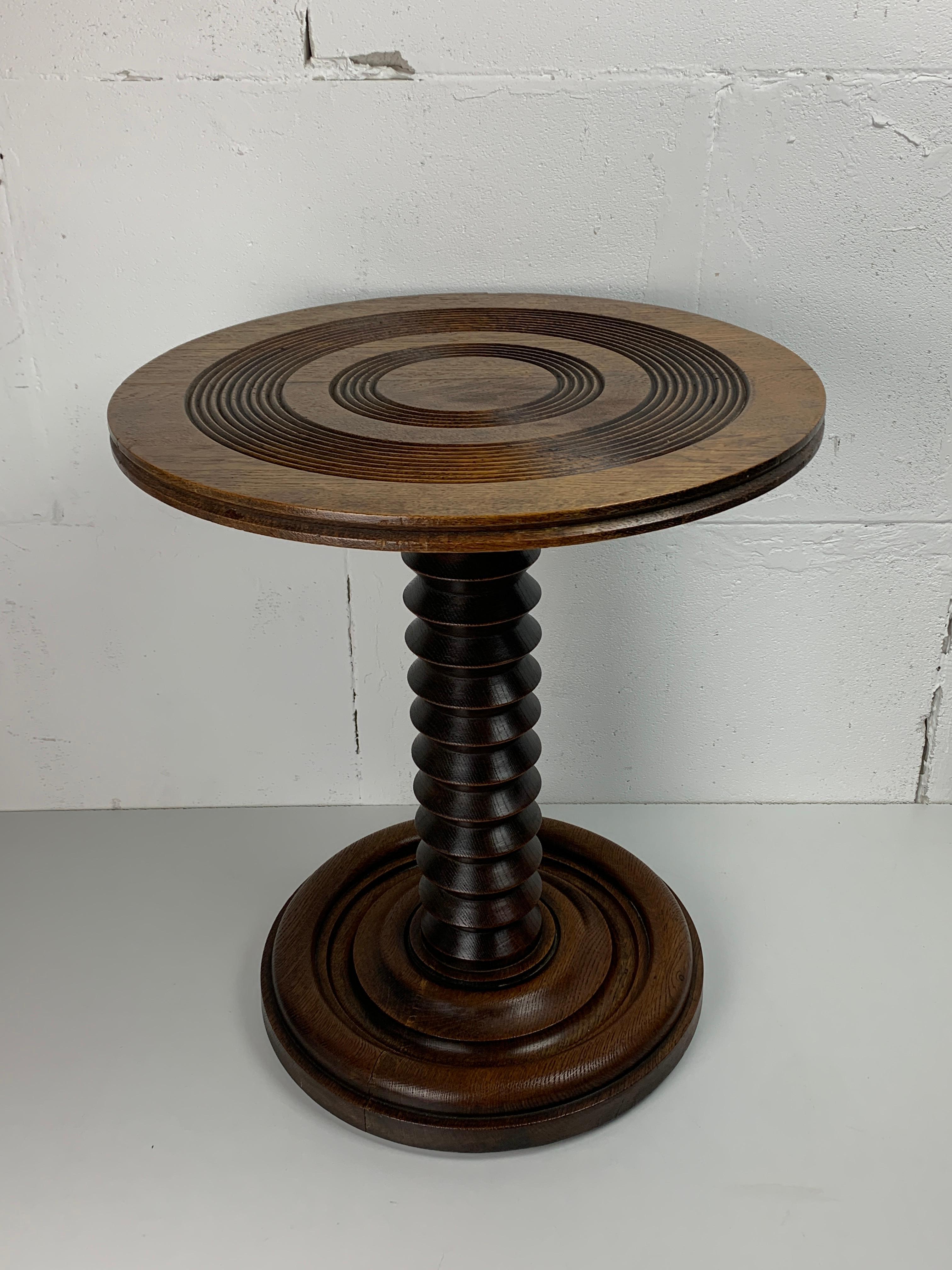 Tavolino da pressa per vino brutalista francese in Wood Wood tornito, anni '50 4