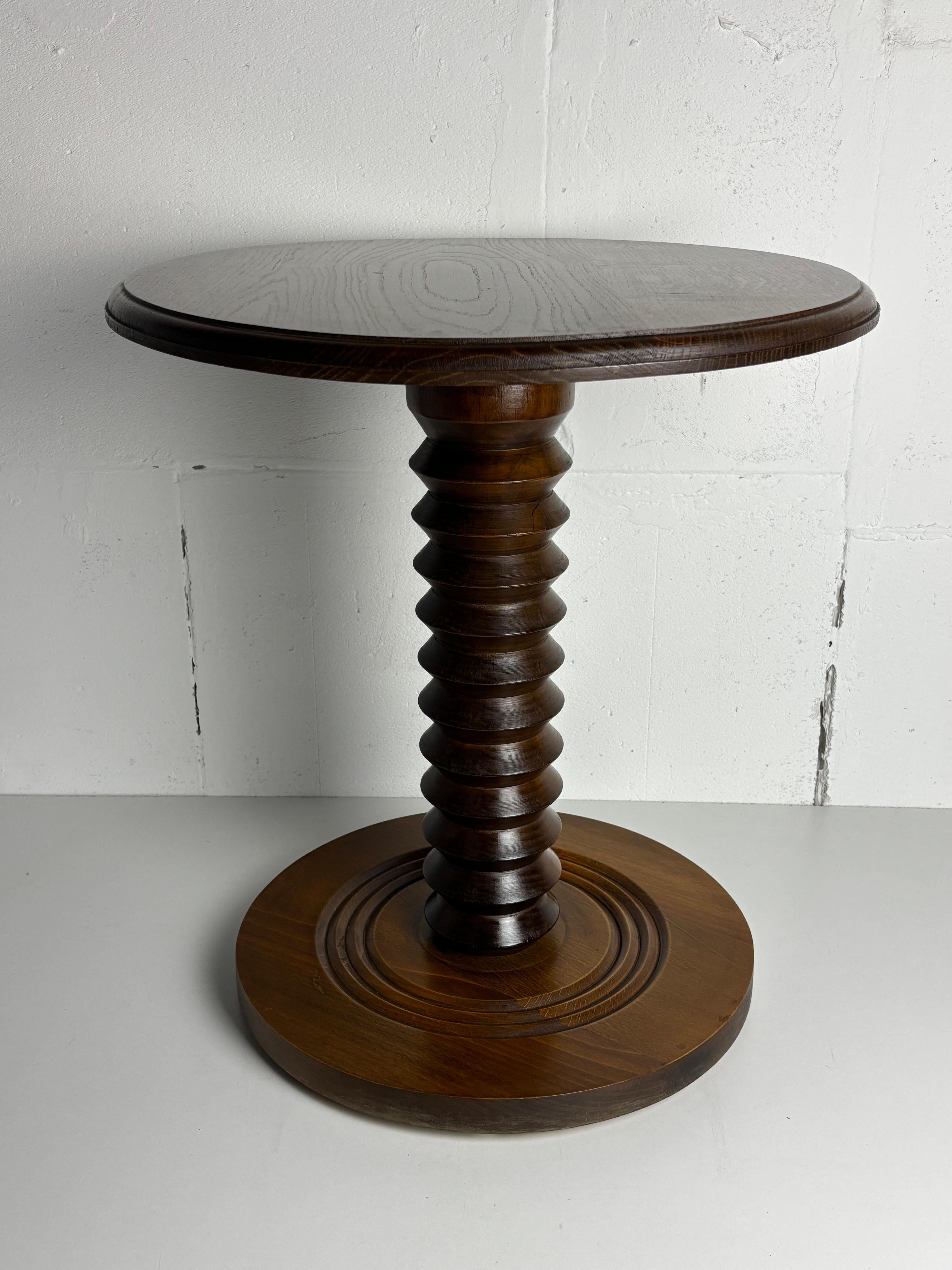 Brutalist French Wood Turned Wine Press Side Table, 1950s For Sale 6