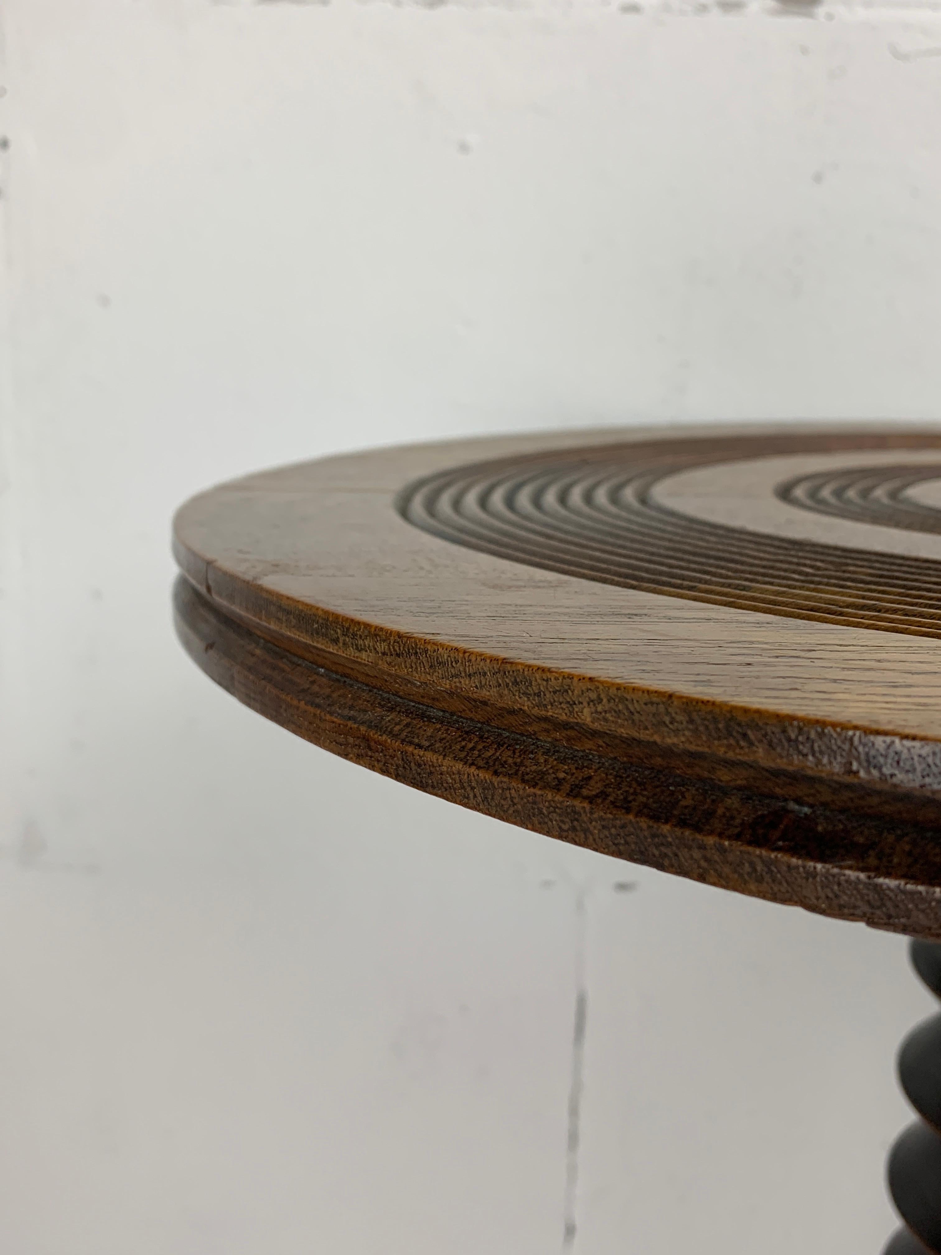 Tavolino da pressa per vino brutalista francese in Wood Wood tornito, anni '50 5