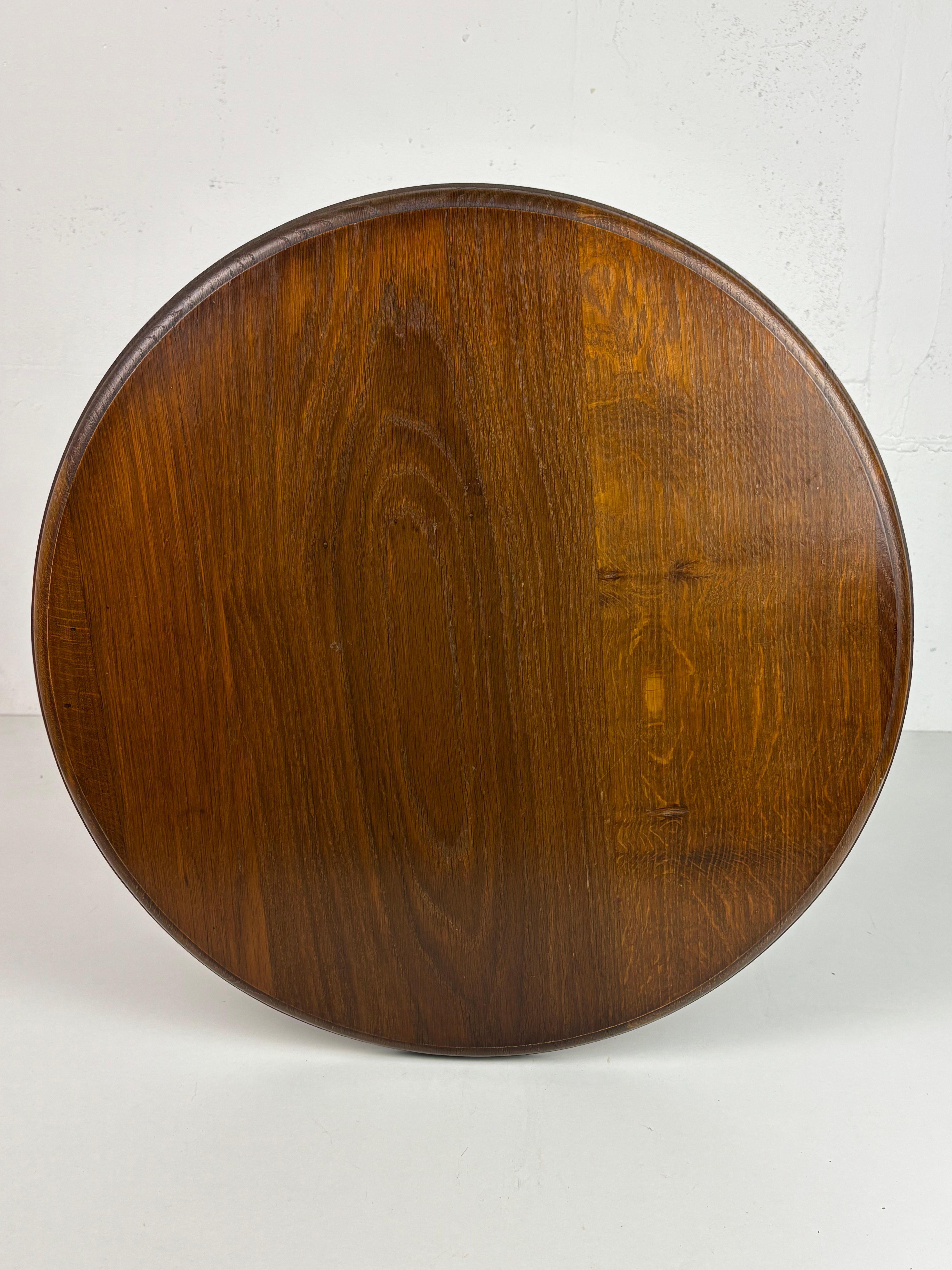 Brutalist French Wood Turned Wine Press Side Table, 1950s For Sale 7