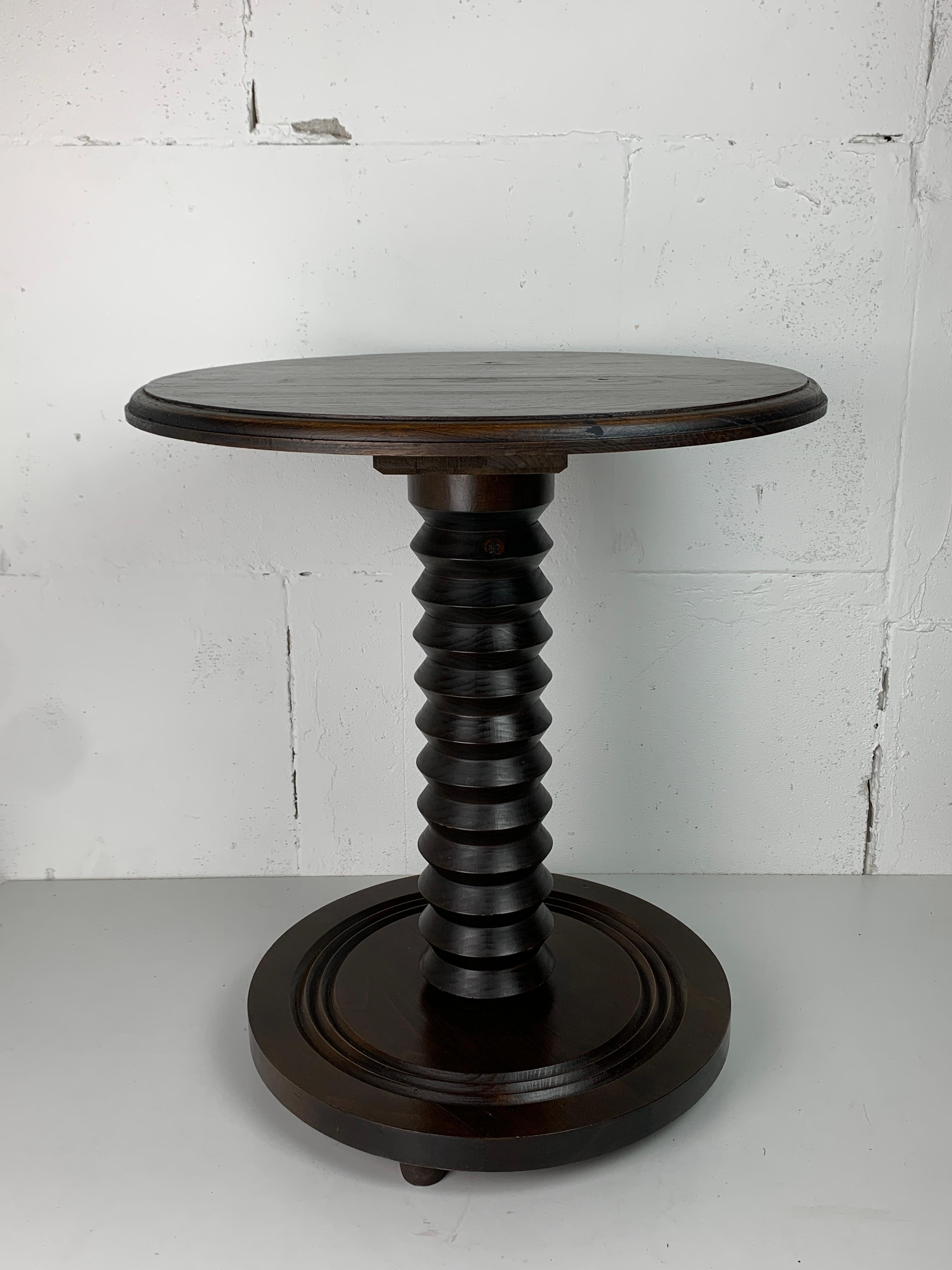 Brutalist French Wood Turned Wine Press Side Table, 1950s in vendita 8