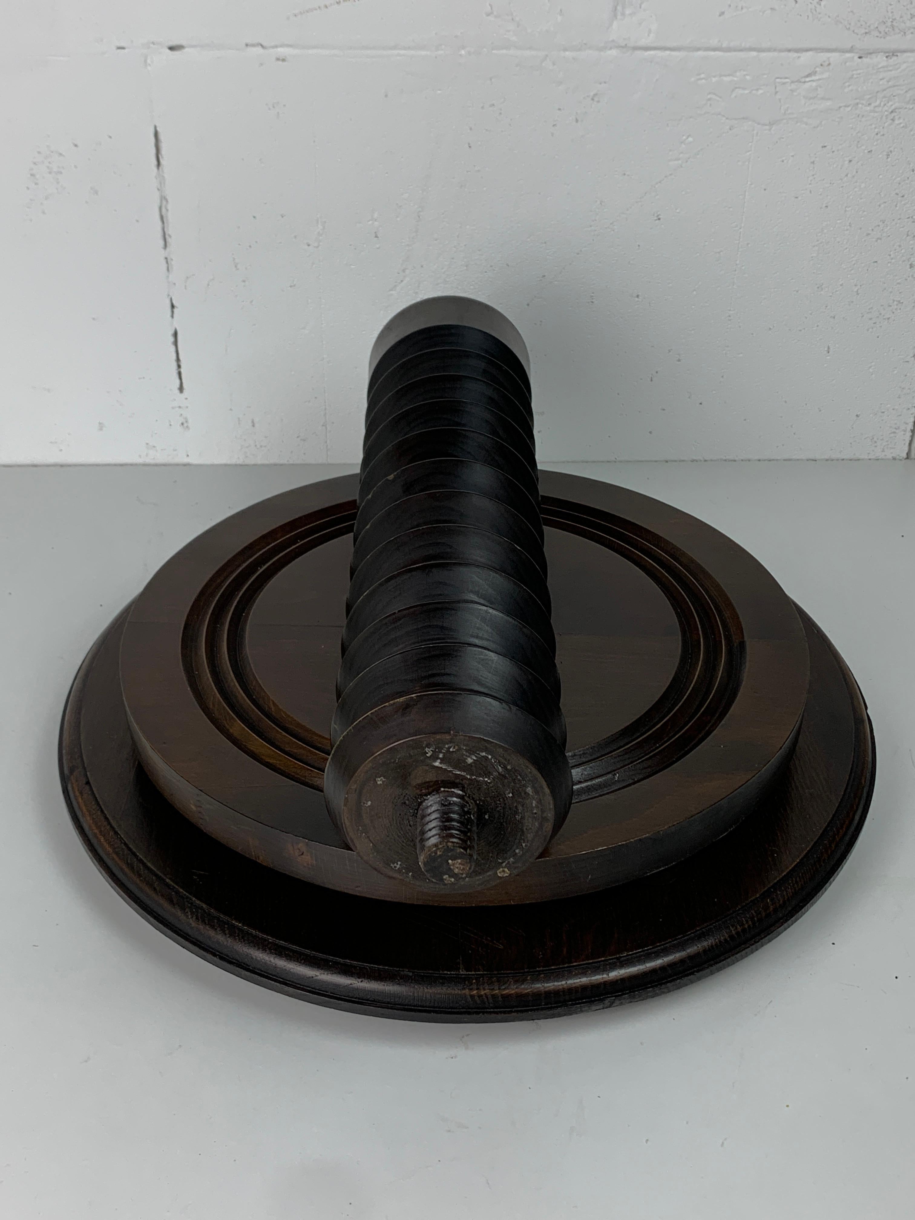 Brutalist French Wood Turned Wine Press Side Table, 1950s in vendita 9