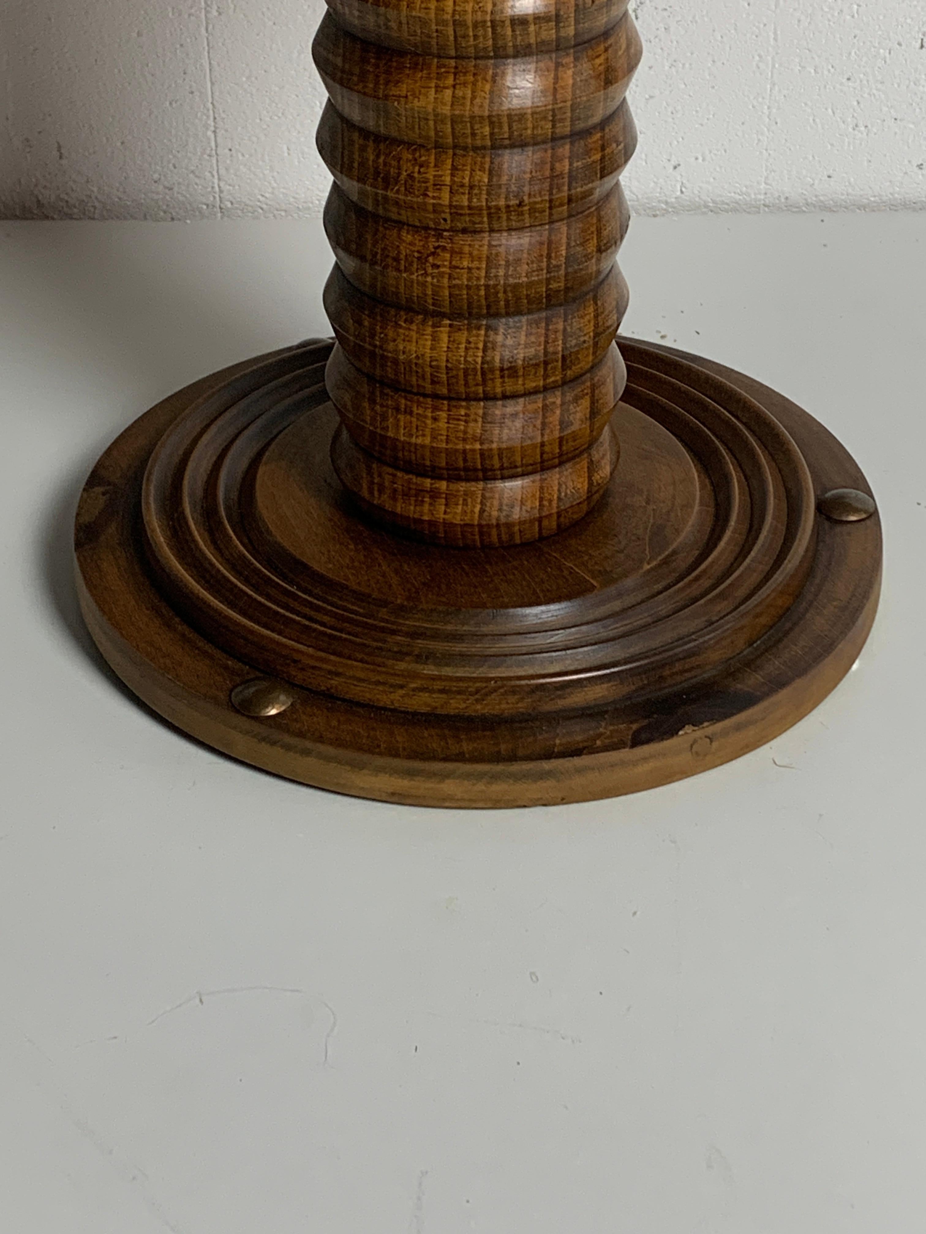 French Provincial Brutalist French Wood Turned Wine Press Side Table, 1950s