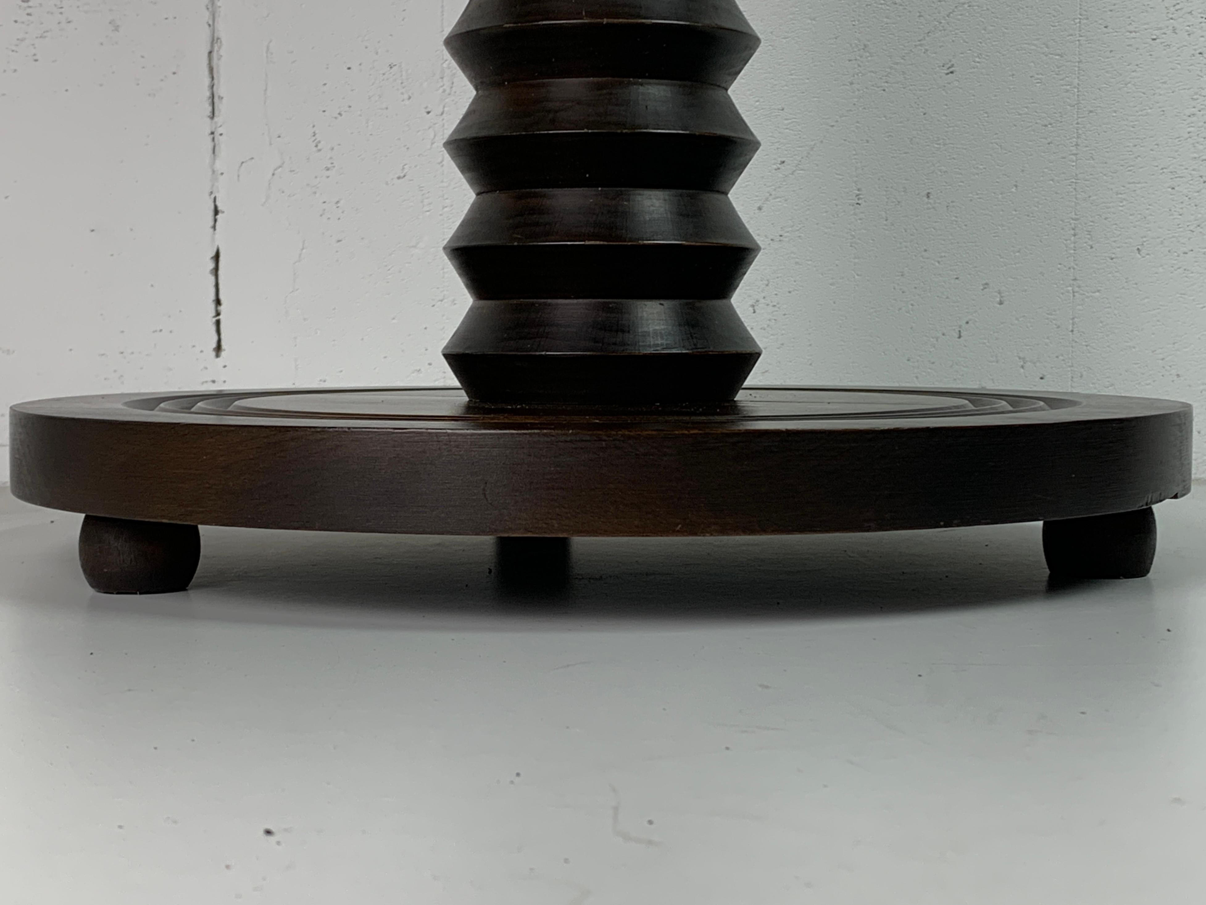 Francese Brutalist French Wood Turned Wine Press Side Table, 1950s in vendita