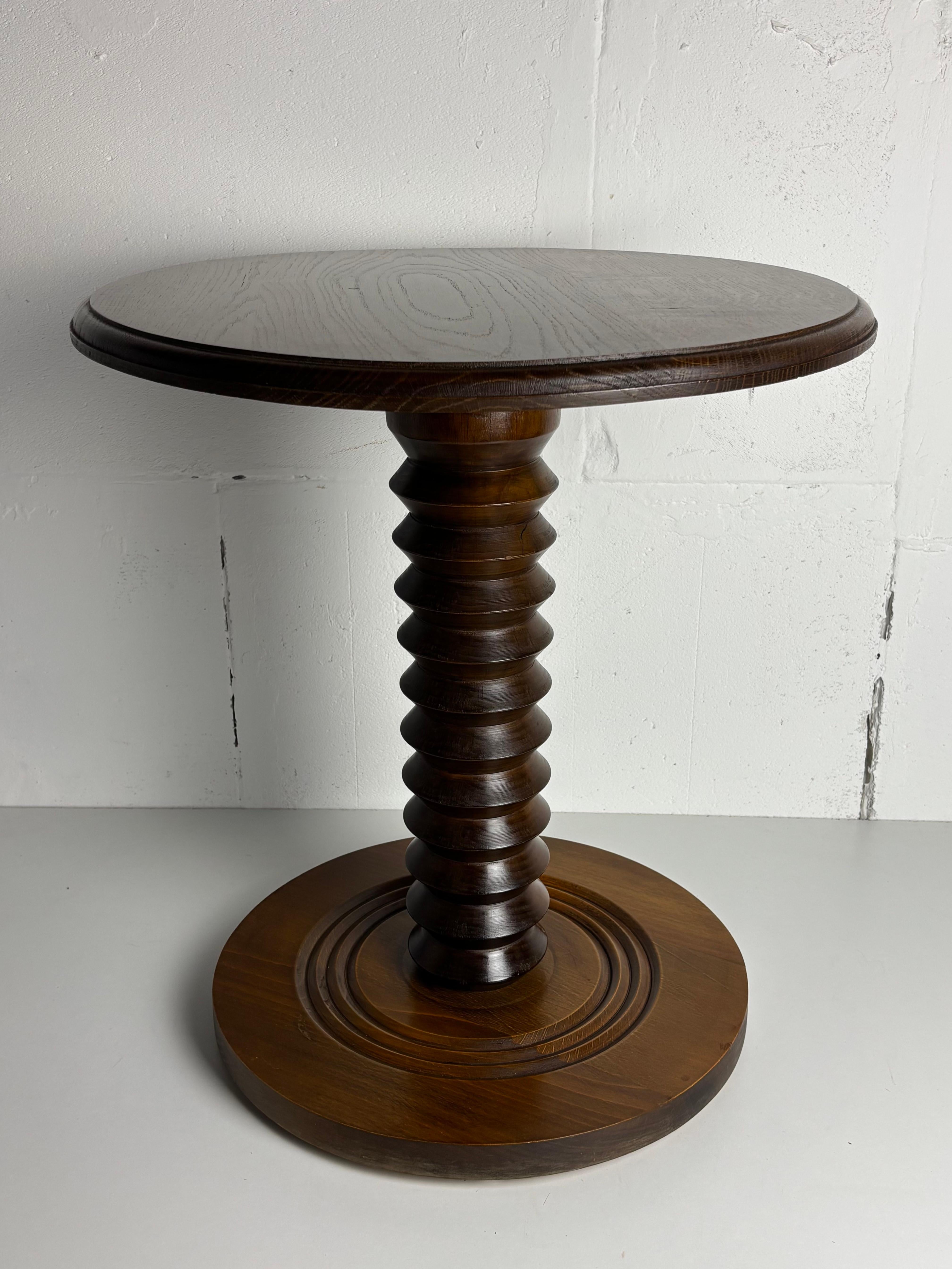 Brutalist French Wood Turned Wine Press Side Table, 1950s In Good Condition For Sale In Zaandam, NL