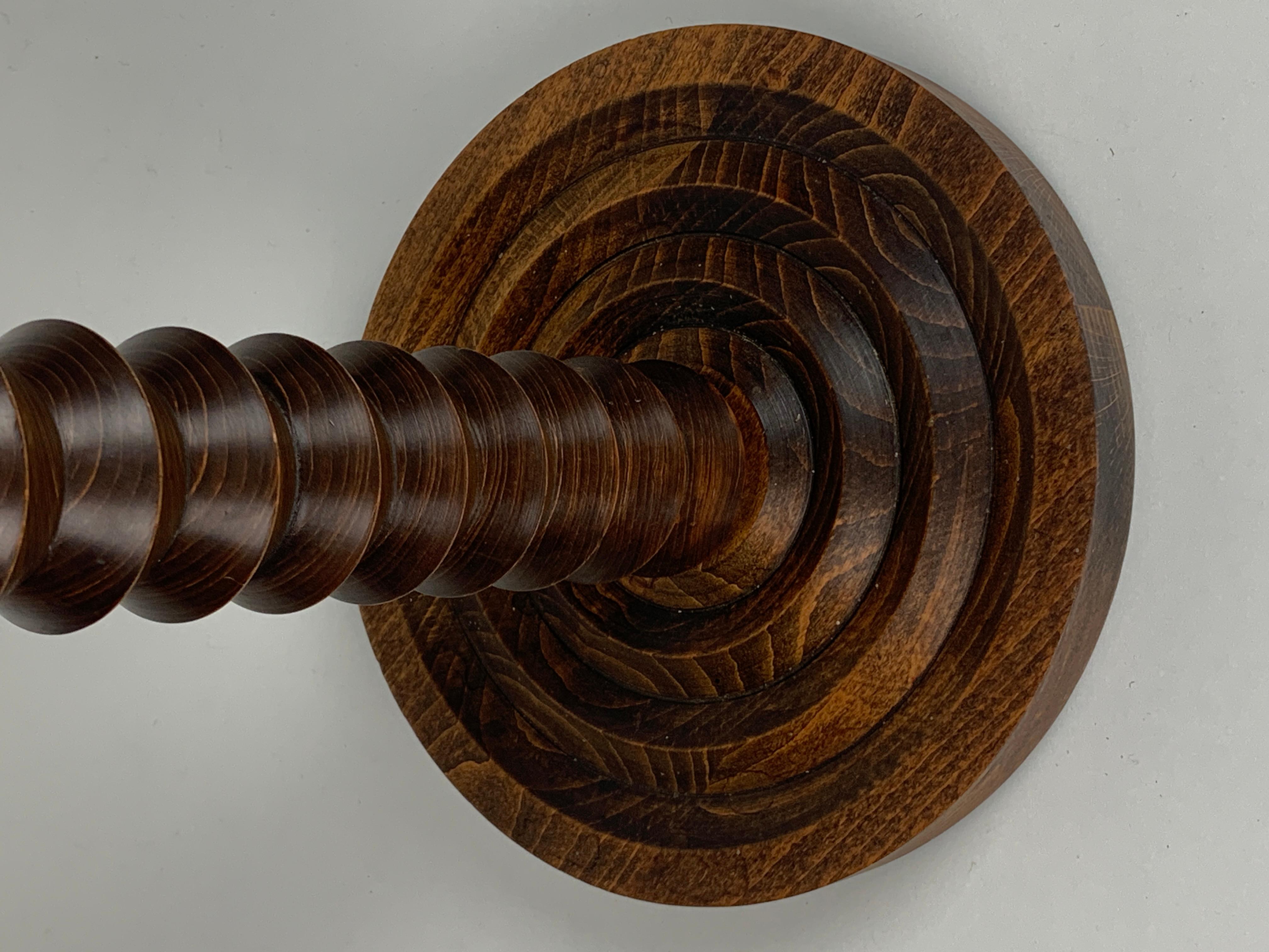 Mid-20th Century Brutalist French Wood Turned Wine Press Side Table, 1950s