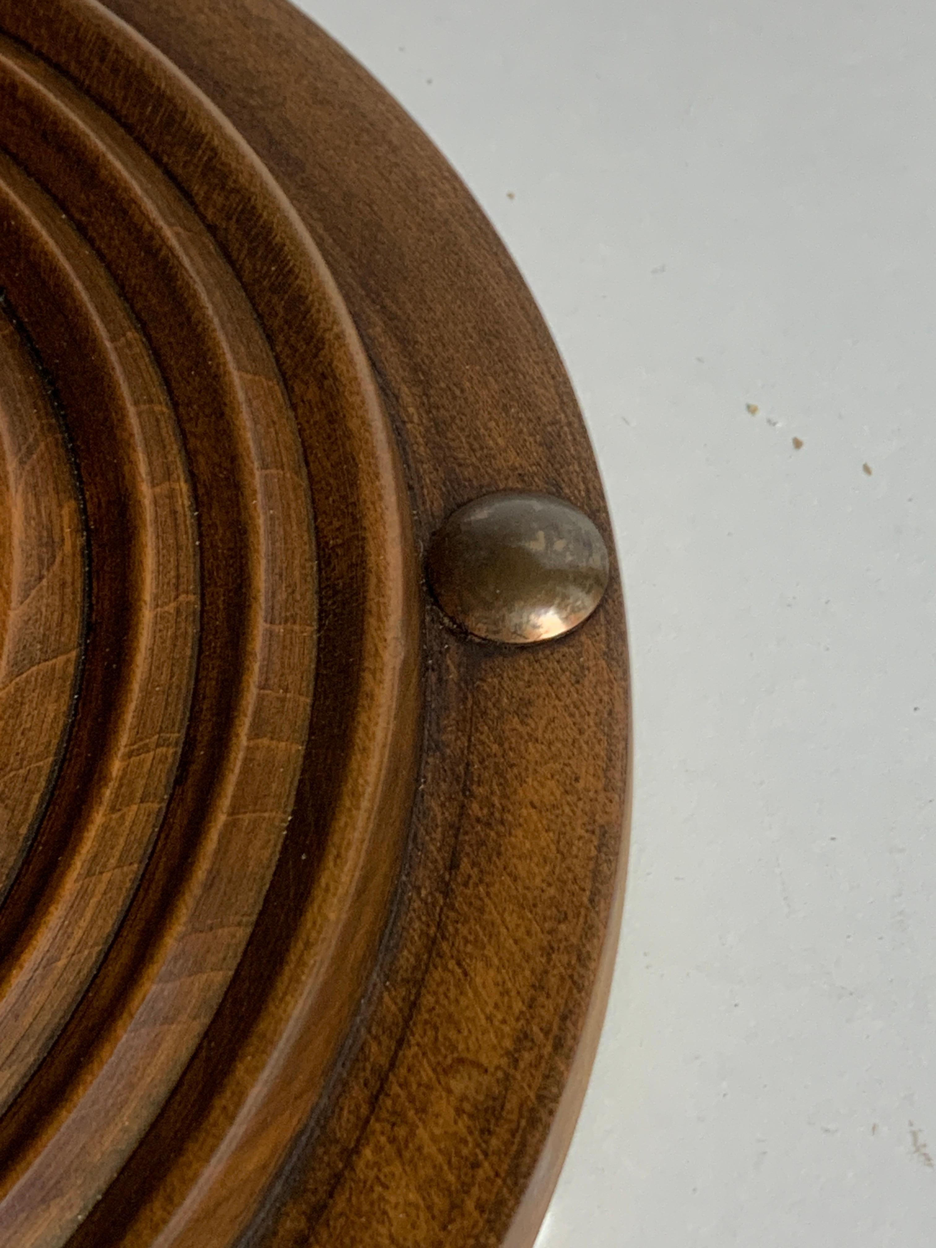 Mid-20th Century Brutalist French Wood Turned Wine Press Side Table, 1950s