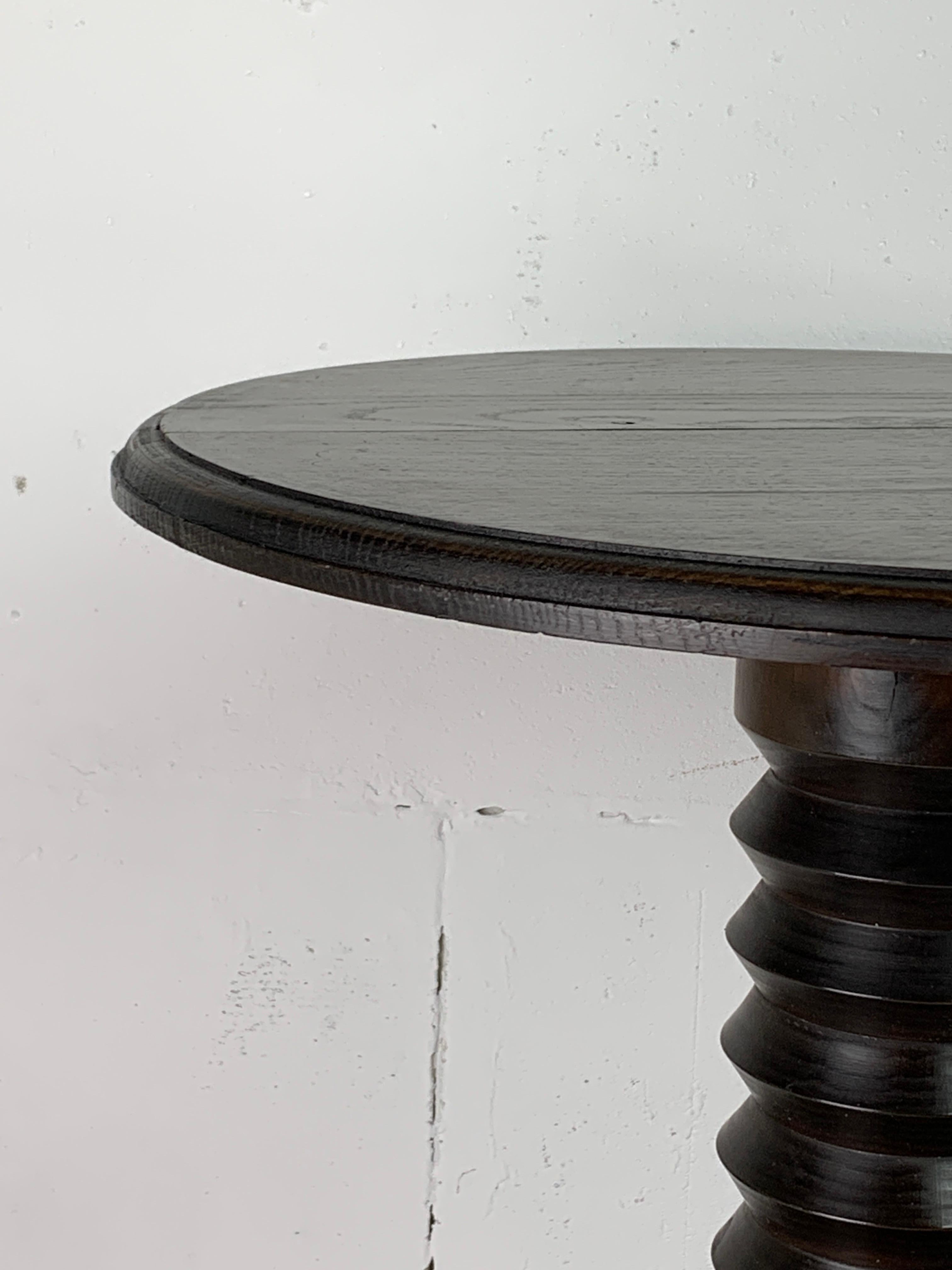 Tornito Brutalist French Wood Turned Wine Press Side Table, 1950s in vendita