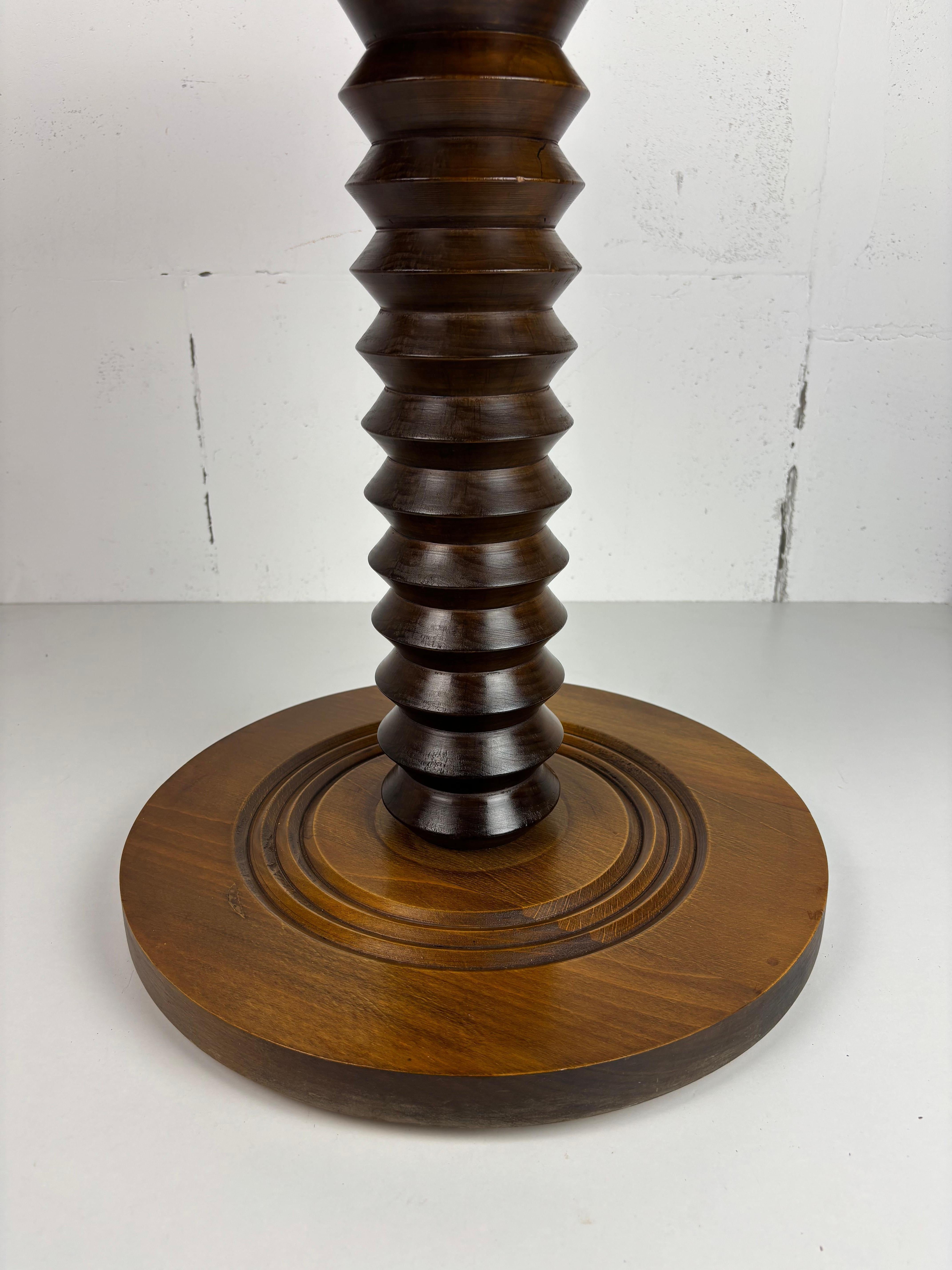 Mid-20th Century Brutalist French Wood Turned Wine Press Side Table, 1950s For Sale