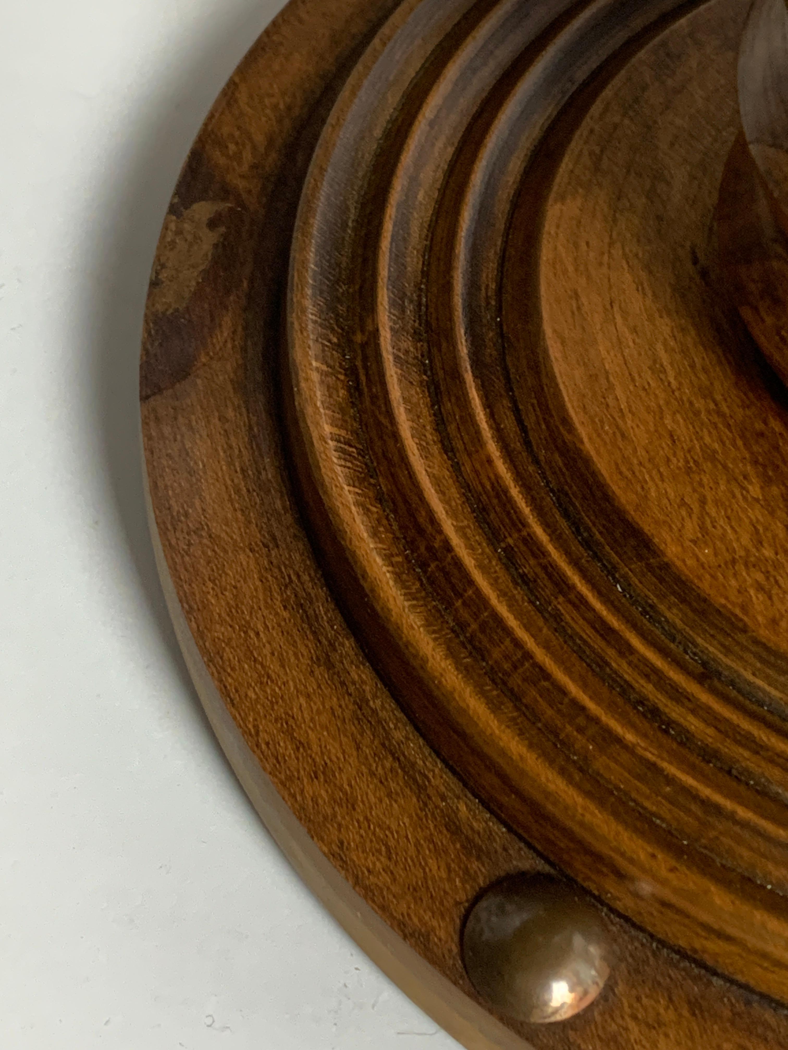 Oak Brutalist French Wood Turned Wine Press Side Table, 1950s
