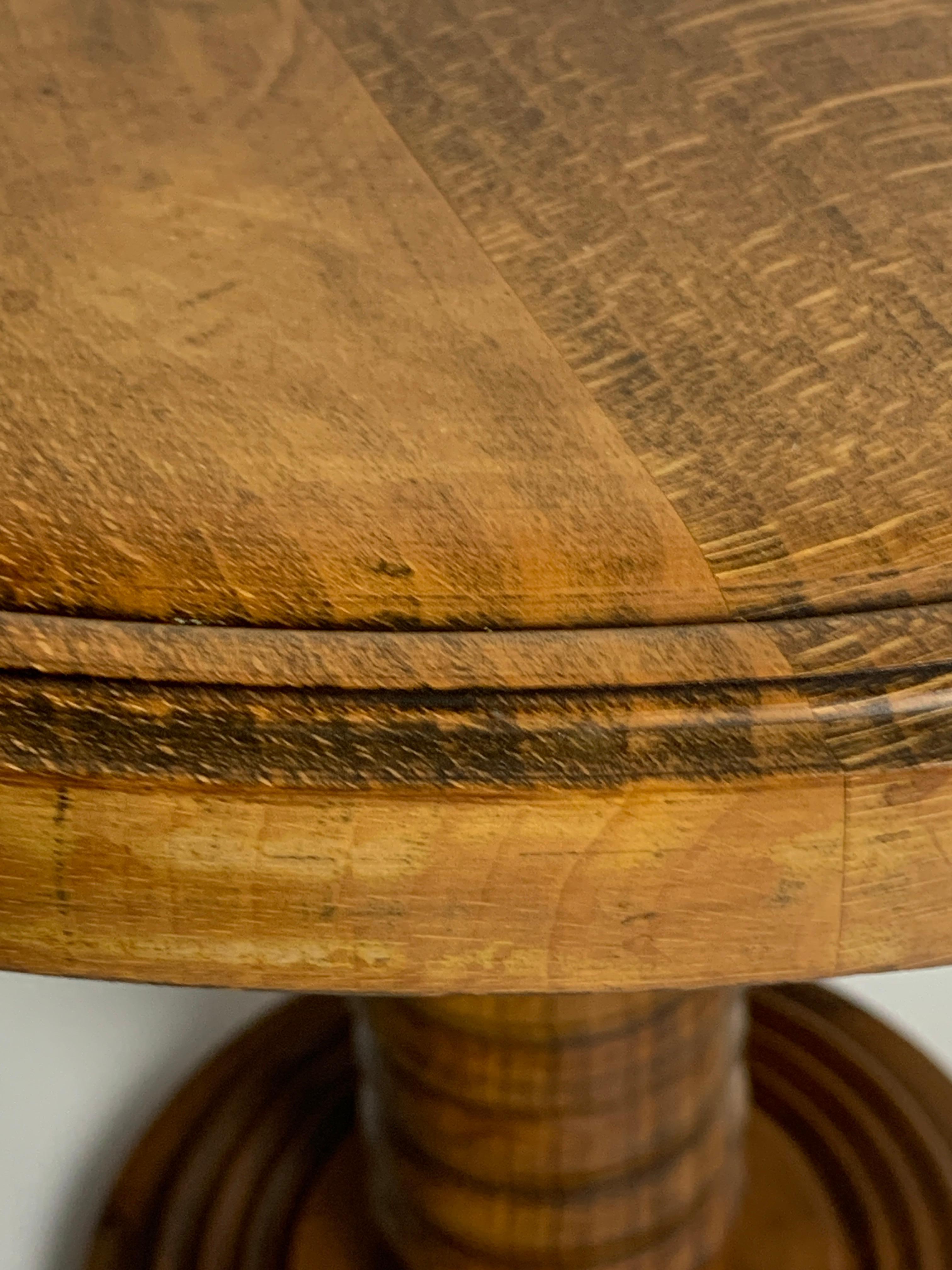 Brutalist French Wood Turned Wine Press Side Table, 1950s 1