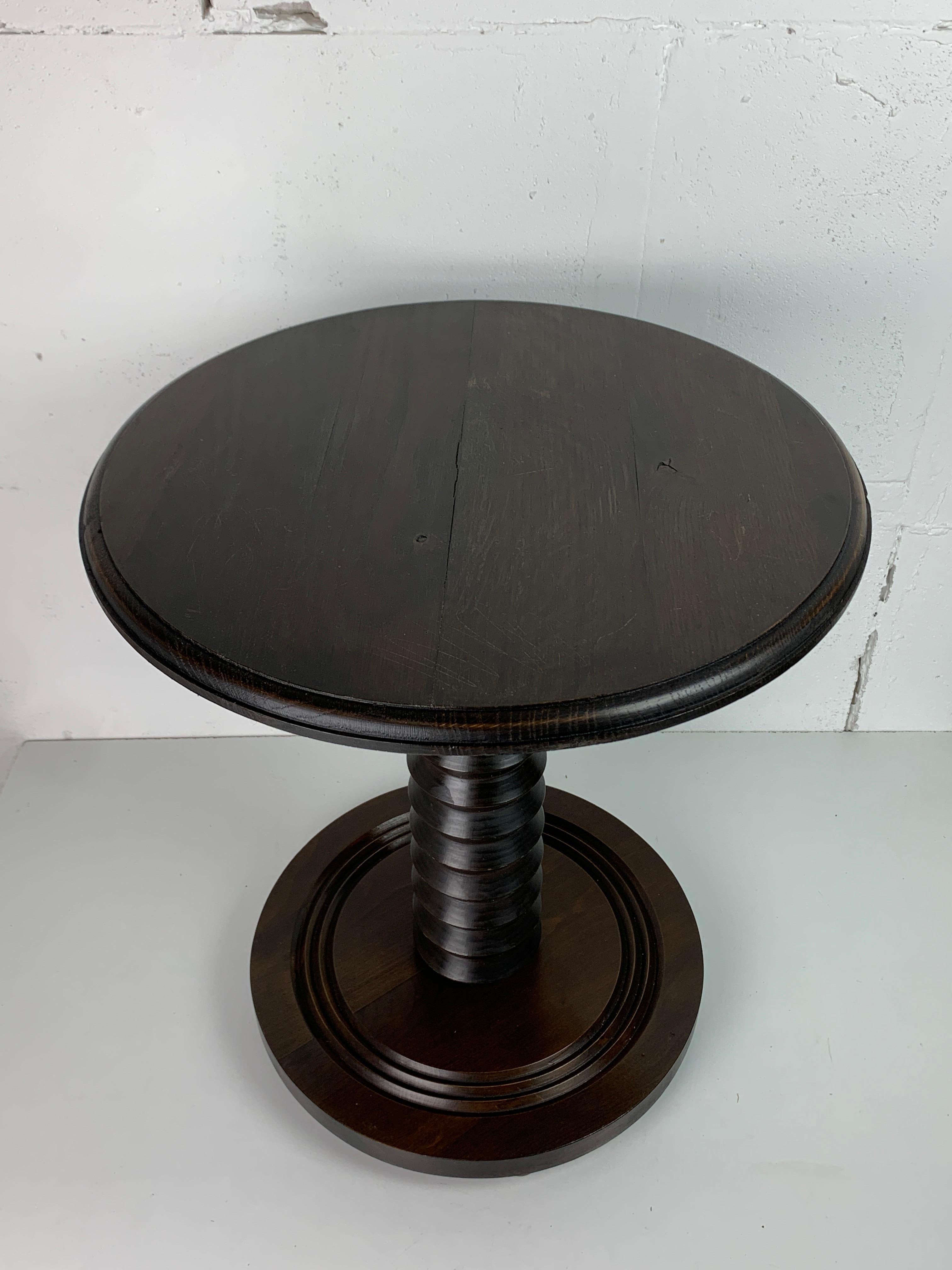 Metà XX secolo Brutalist French Wood Turned Wine Press Side Table, 1950s in vendita