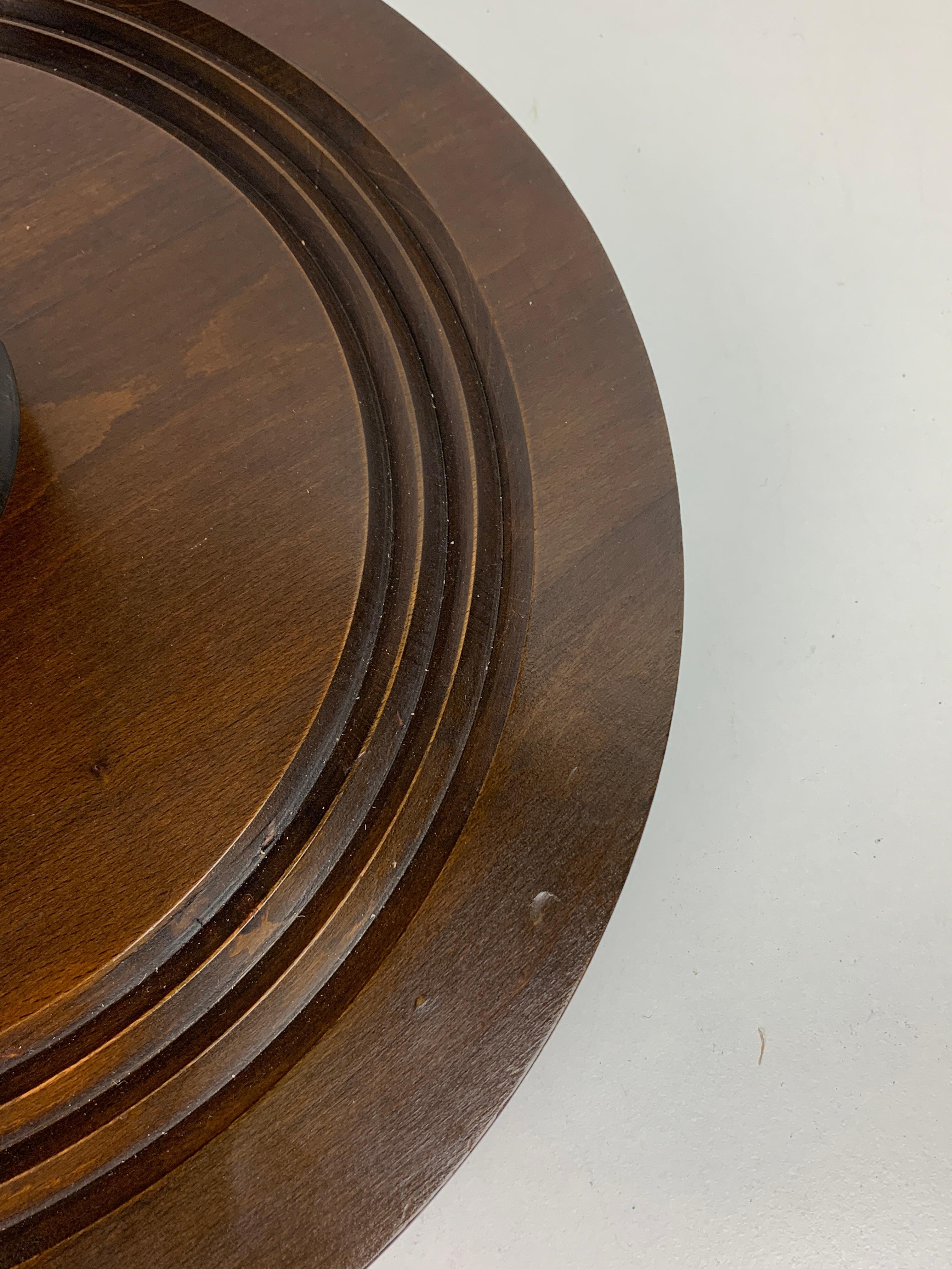 Quercia Brutalist French Wood Turned Wine Press Side Table, 1950s in vendita